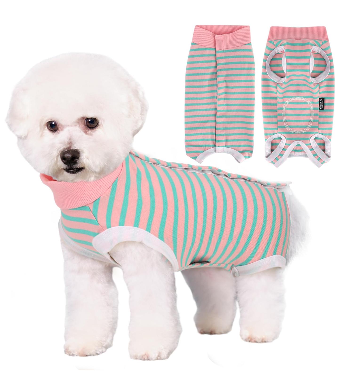 Zuimei Dog Surgery Recovery Suit Striped Dog Surgical Recovery Suit Anti-licking Dog Post Surgery Bodysuit Dog Recovery Shirt Dog Onesie Vest For Wound Protection E-Collar Alternative(Green S) pink green S - Buy Online on SooperMarket.com