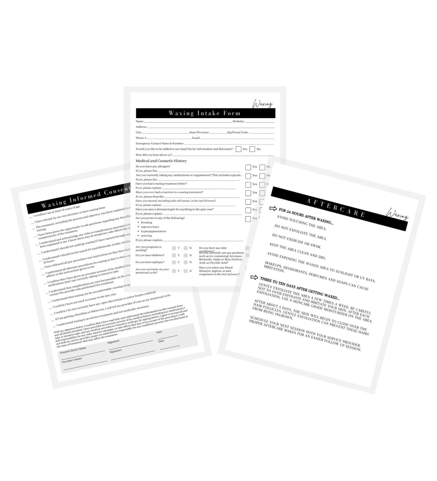 75 Wax Consumption & Post-Treatment Forms | A1 Size | Client Signature | 25 Intake 25 Constant 25 Follow-Up | International Shipping - Buy Online on SooperMarket.com