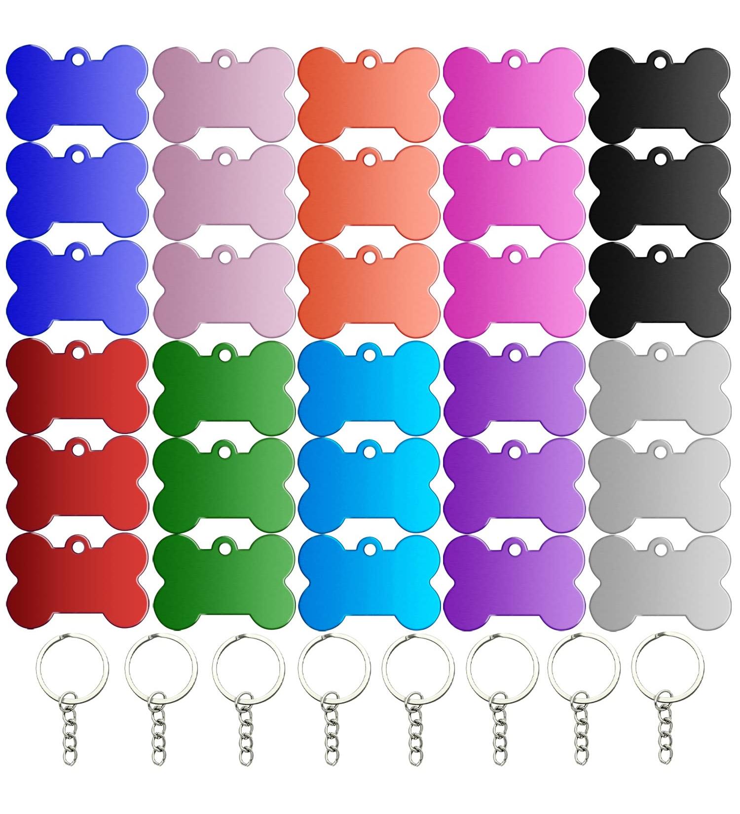 Buy Durable Aluminum Dog Tags & Trailers - 30 Pet ID Tags + 10 Chains for Dogs & Cats - Waterproof & DIY Friendly - Buy Online on SooperMarket.com