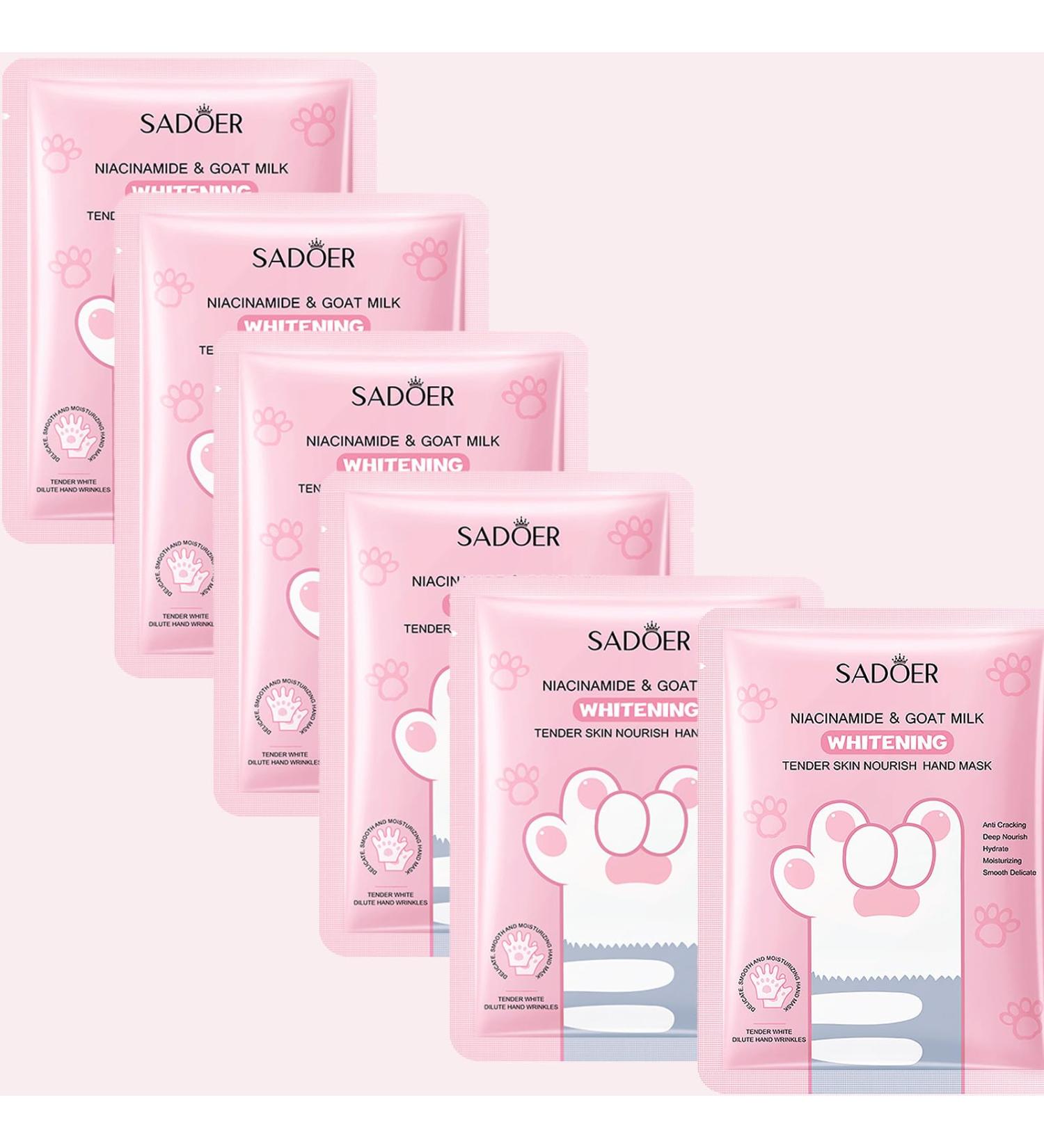 Hand Mask - 6 Pairs Moisturising Goat Milk Gloves for Ultimate Hand Care | Hydrating & Whitening Hand Masks - Buy Online on SooperMarket.com