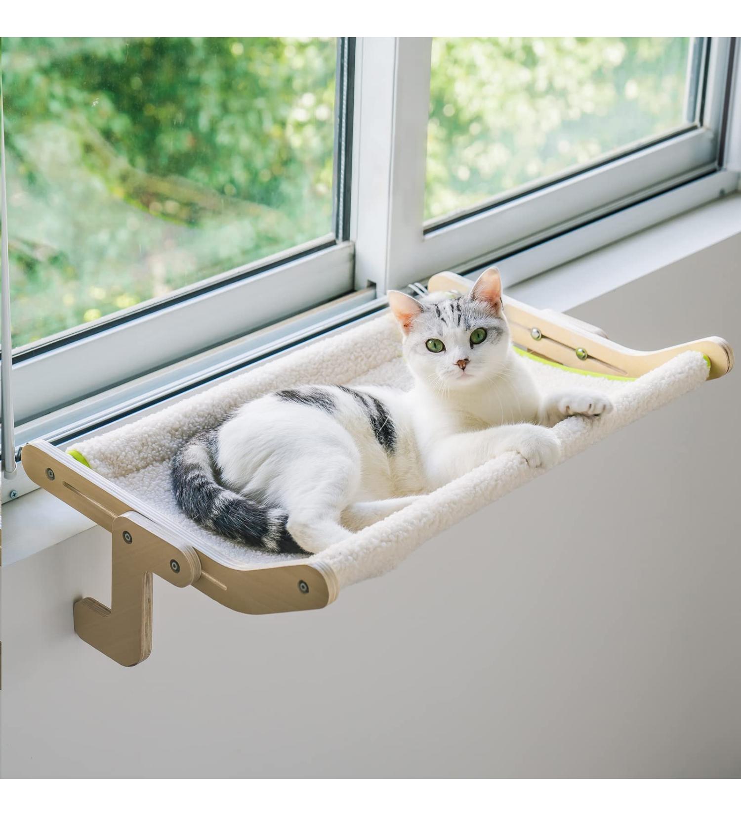 MEWOOFUN Sturdy Cat Window Perch Hammock | Reversible Mat | Holds Up to 40lbs | Beige-Large - Buy Online on SooperMarket.com