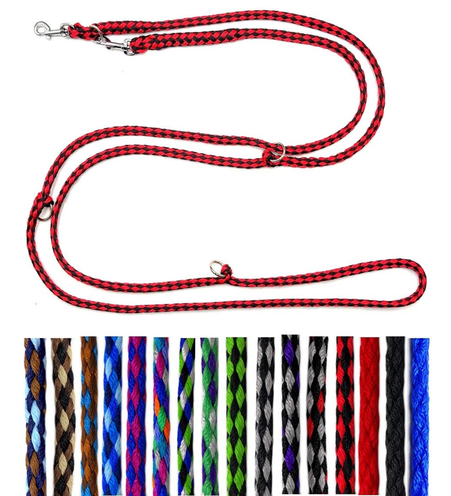 Dog Linen Leash for Small Dogs (Up to 15 kg) - Lightweight & Durable Adjustable 2.40m 2.80m 3.50m - Chic Black-Red Design - Buy Online on SooperMarket.com
