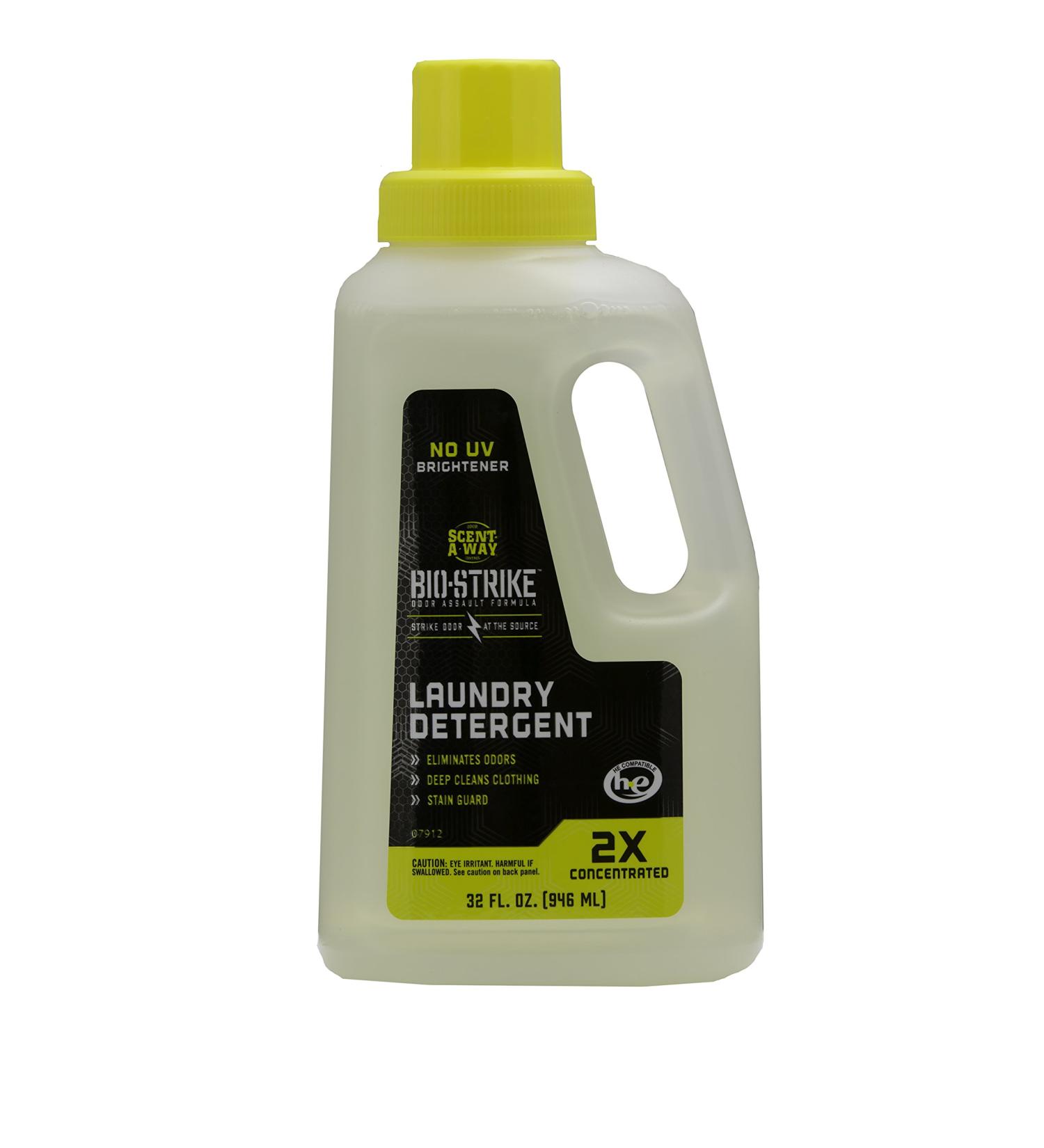 Hunters Specialties Scent-A-Way Saw Bio-Strike Odorless Laundry Detergent 2X Concentrated For All Fabrics & Hunting Clothes - 32 Oz (946 ml)