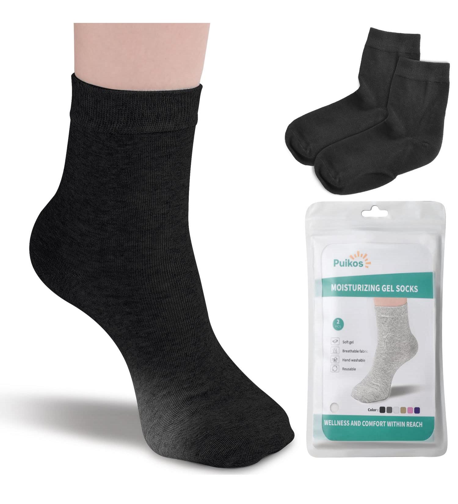 Puikos Moisturizing Gel Heel Sleeves for Cracked Feet - Overnight Treatment for Dry Heels - Men and Women's Heel Repair Socks - Buy Online on SooperMarket.com