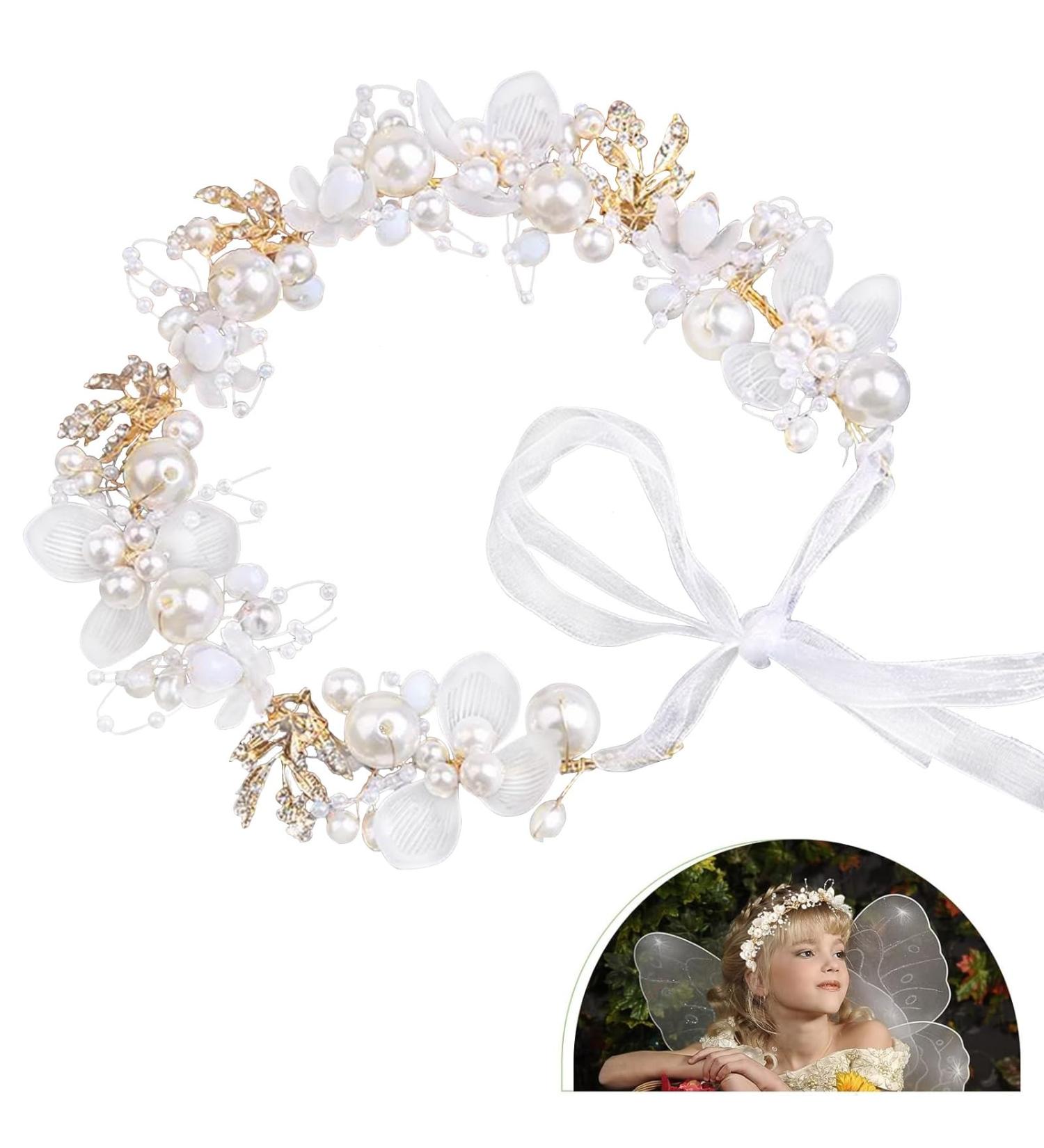 TONAUP Bridal Headband Pearl Flower Headbands for Girl White Eucharist Headpiece Head Vines for Weddings Parties Special Occasions - Buy Online on SooperMarket.com