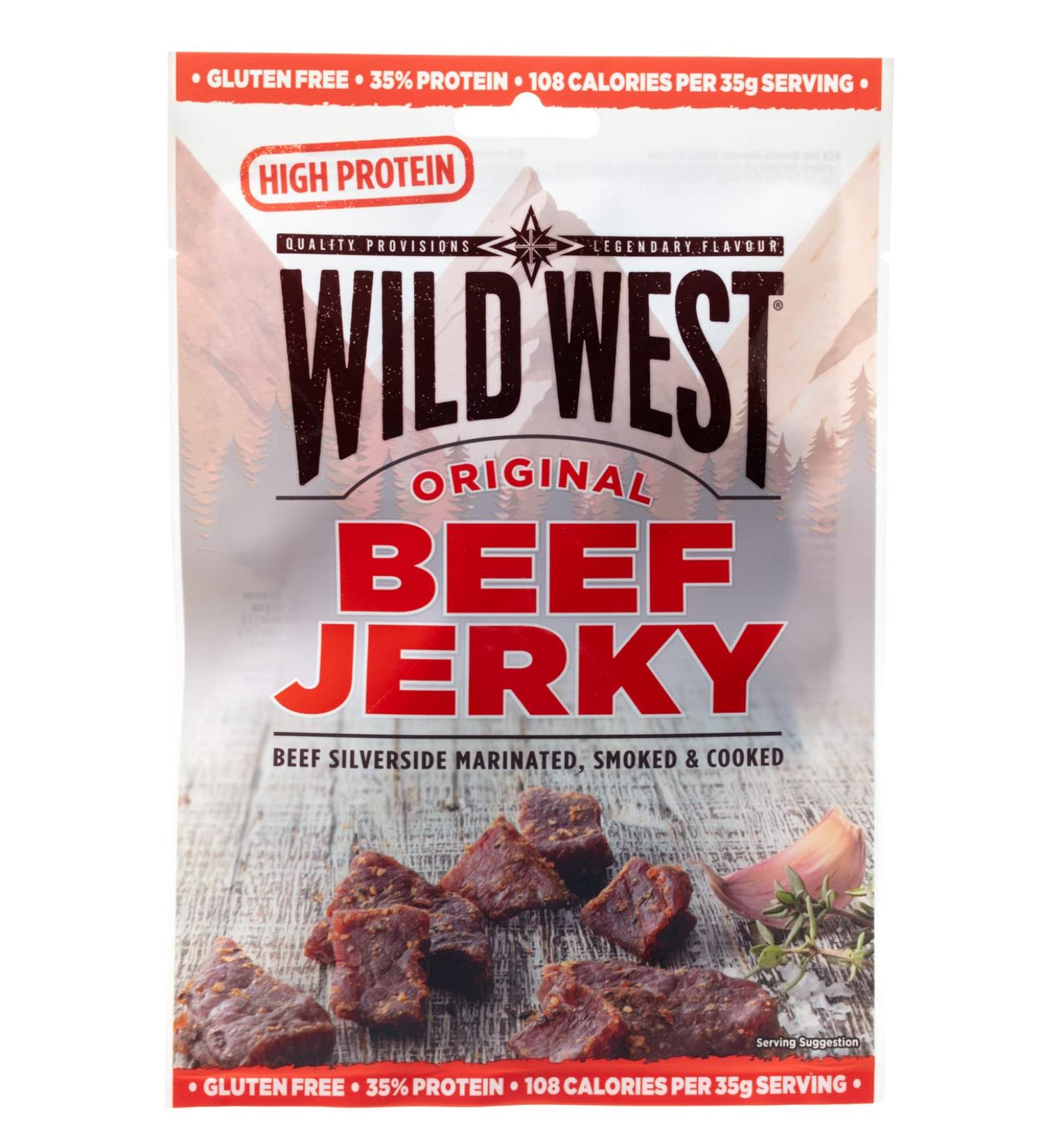 Wild West Beef Jerky 60g Original Beef Beef Jerky high Protein Dried Meat Protein Snack Original 60 g (1 Pack)