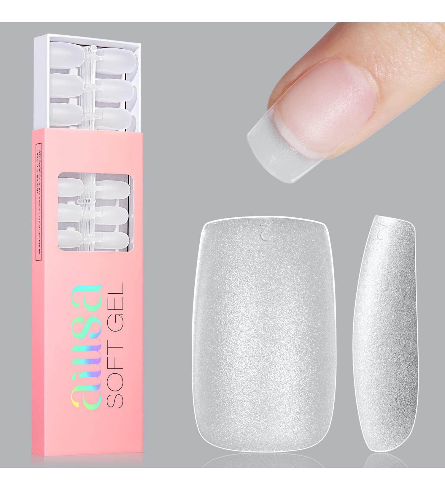 AILLSA Square Nails Tips - 240 Pcs Matte Soft Gel Nail Extension Tips | Pre-shaped Full Cover Acrylic Fake Nails | Short Square 15 Sizes | Soak Off & No File Needed - Buy Online on SooperMarket.com