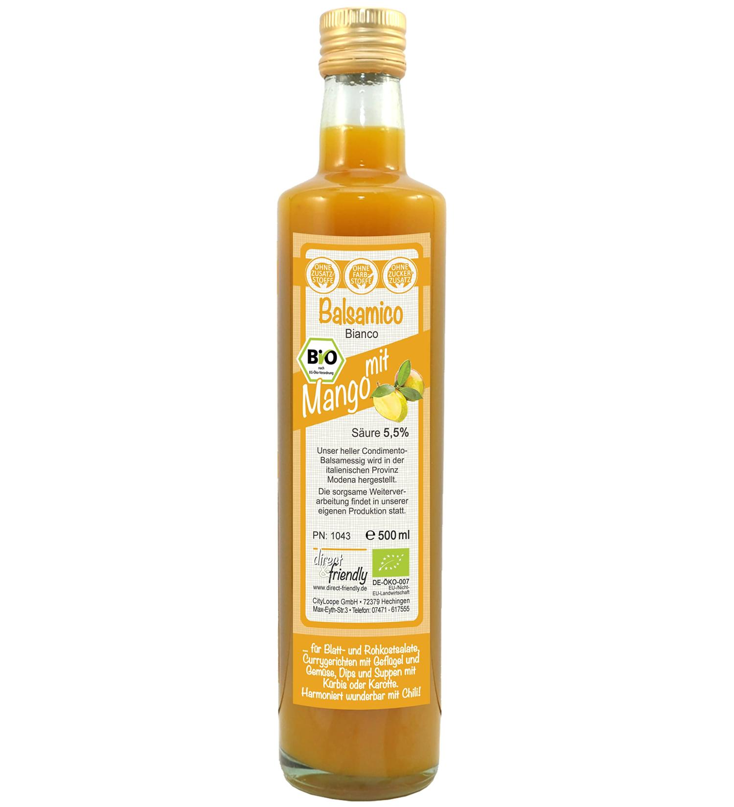 Buy Direct&Friendly Bio Mango Essig - Fruity Balsamic Condiment (500ml) | International Shipping - Buy Online on SooperMarket.com