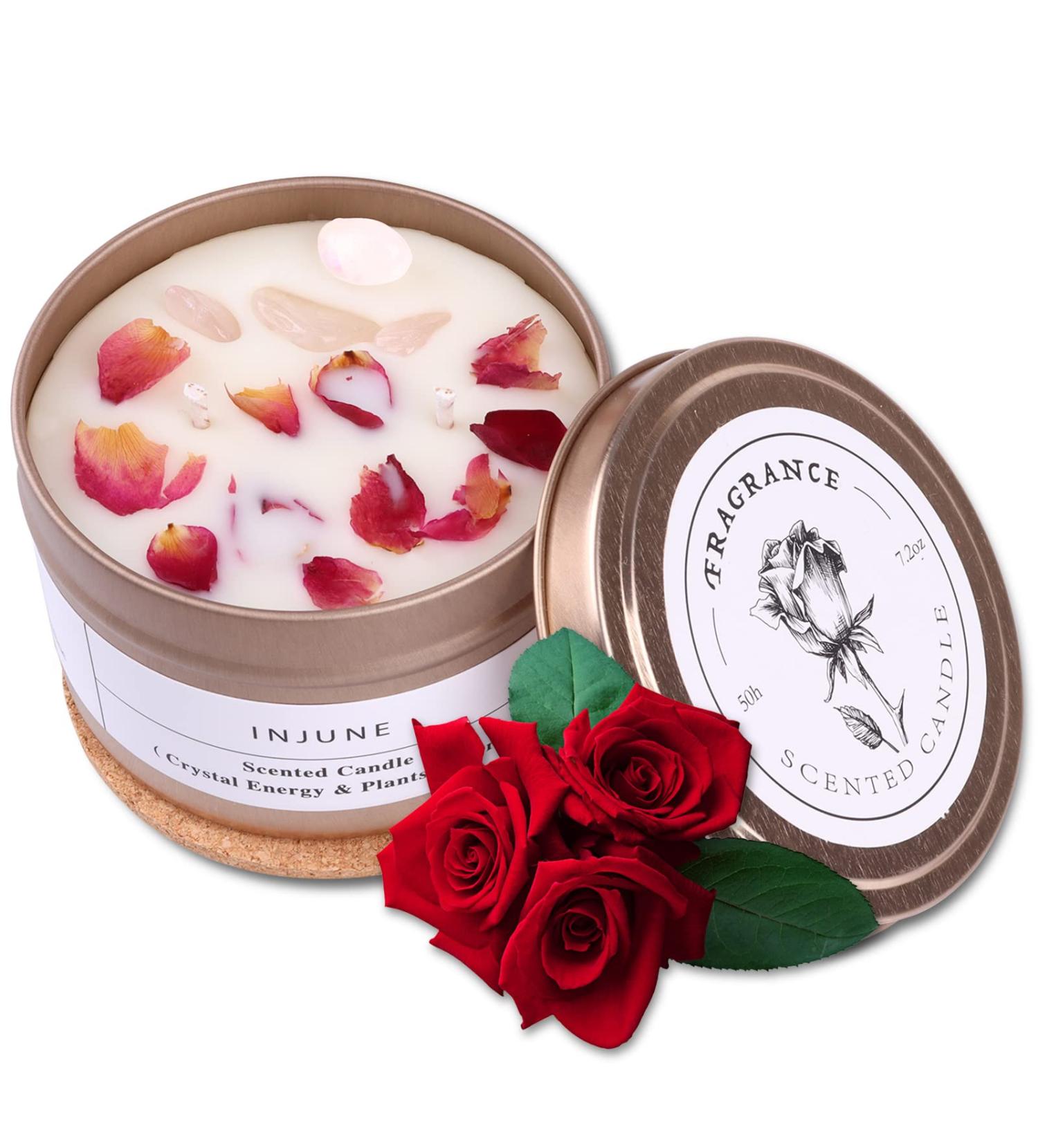 DNAMOFV Mother's Day Fragrance Candle | Handmade Organic Soy | Rose Leaves & Natural Crystals | Perfect Gift for Mom - 200g 50 Hours Burn Time - Buy Online on SooperMarket.com