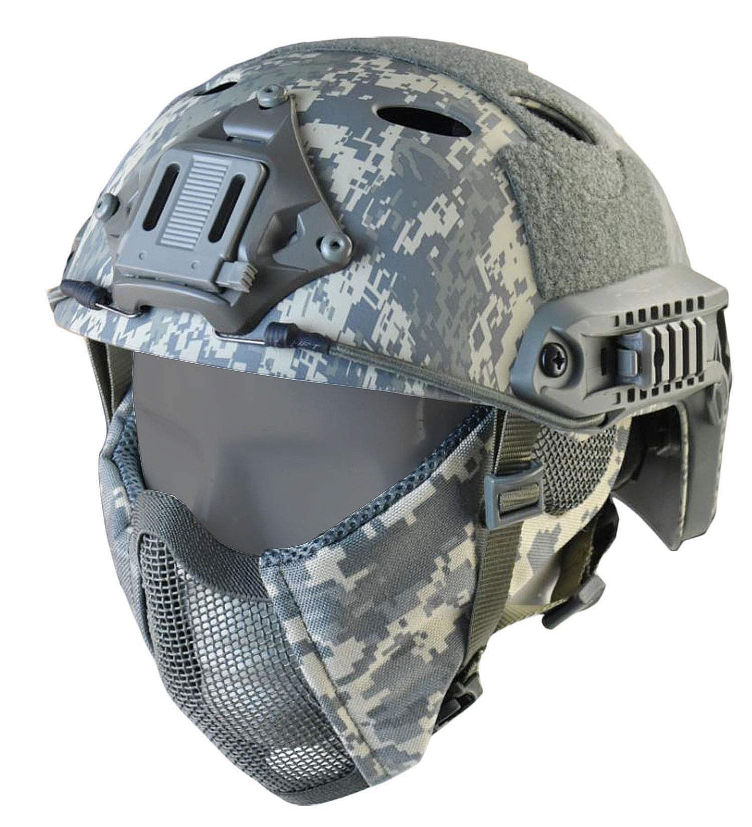 Tactical Foldable Half Face Airsoft Mesh Mask with Ear Protection & Fast Helmet for Adults - ACU - Buy Online on SooperMarket.com