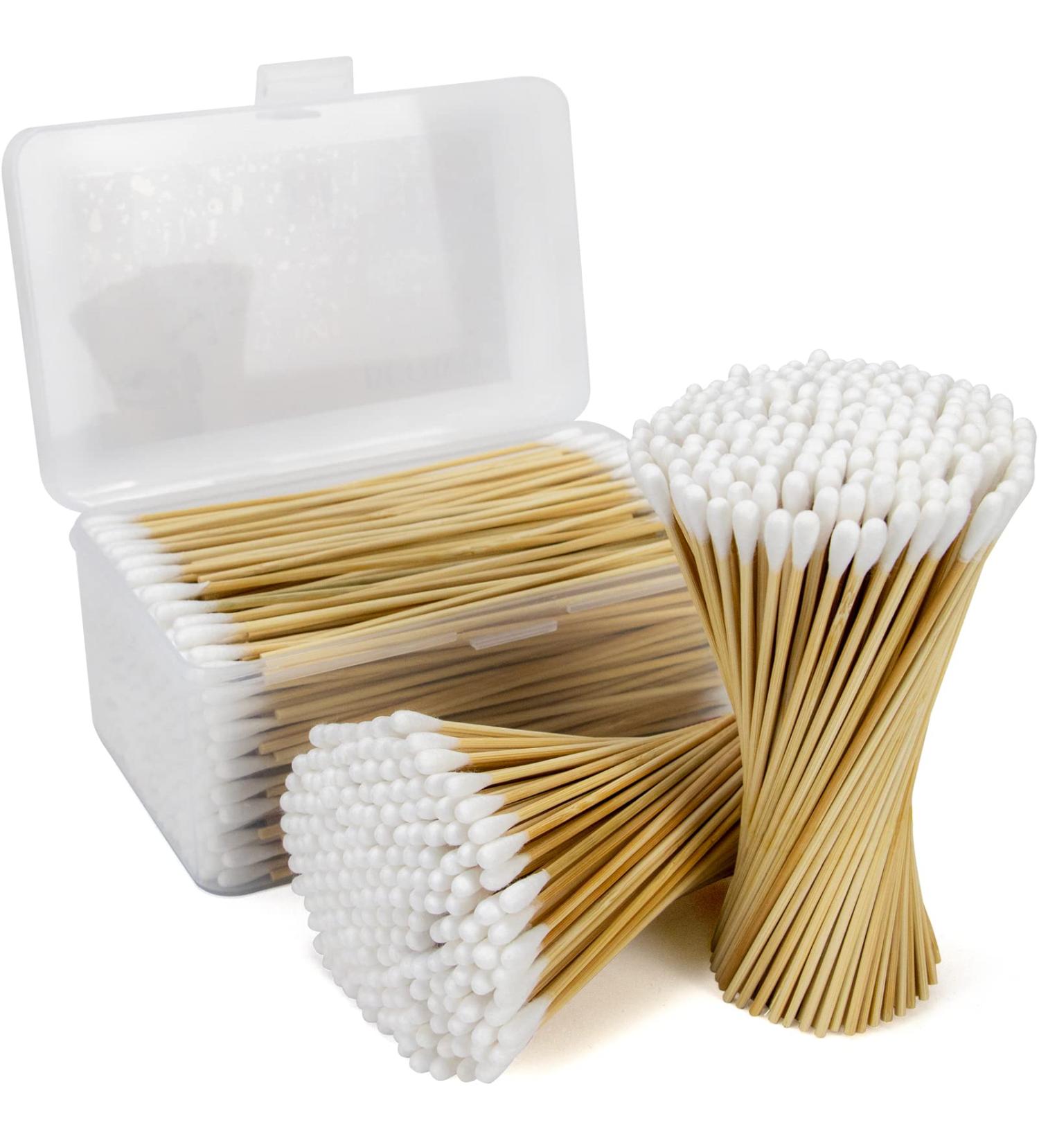 Bamboo Cotton Swabs 500 Count - Biodegradable 6 inch Cotton Buds - Organic Tip Applicators for Makeup, Cleaning & Pets Care - Buy Online on SooperMarket.com