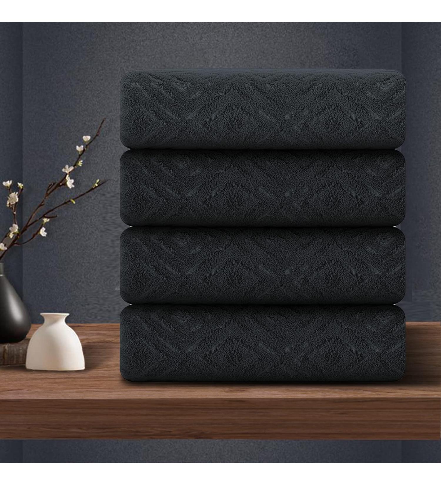 Premium Quality Black Washcloths Set - 4 Pack 13x13 - Soft, Absorbent & Quick Dry Towels for Bathroom, Hotel, Spa, Gym - Microfiber Multipurpose Washcloths - Buy Online on SooperMarket.com