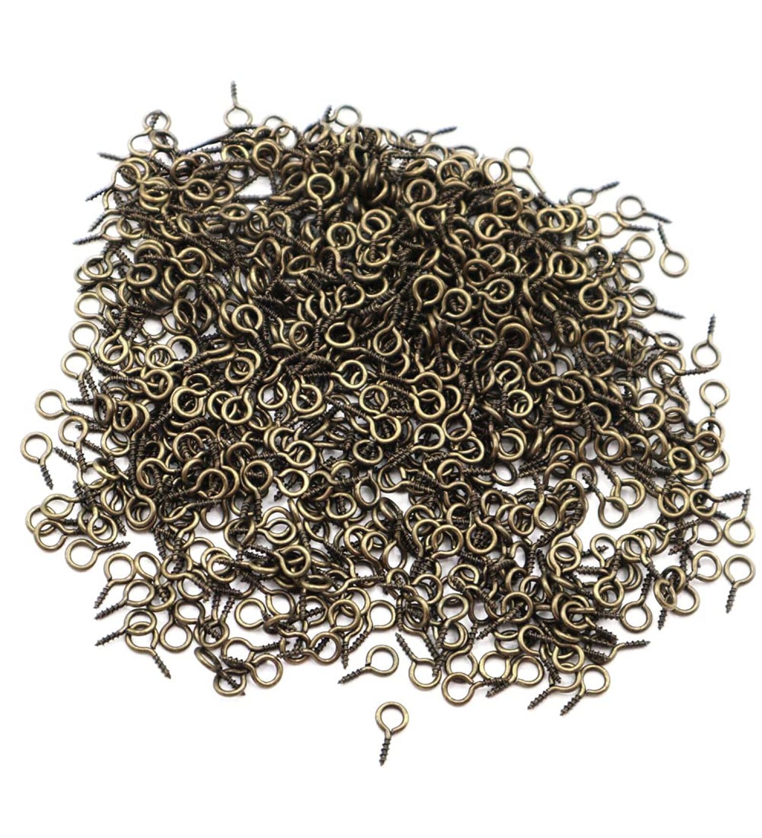 IdealSV 1000 Pcs Small Bronze Eye Screws for Jewelry Making - 10x5mm Craft Eyelets Pins - Buy Online on SooperMarket.com