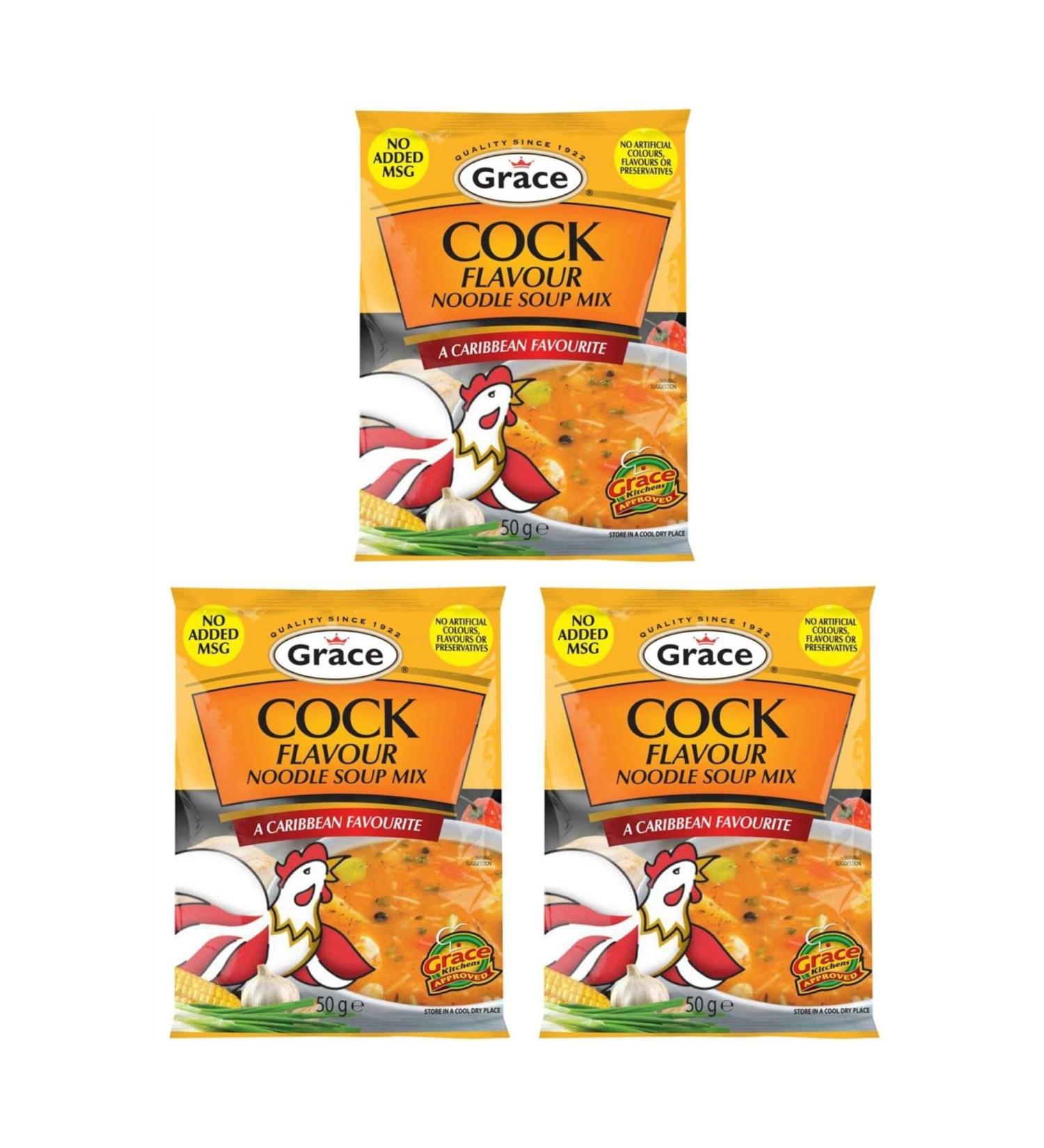 Grace Cock Flavour Noodle Soup Mix 50g (Pack of 3)