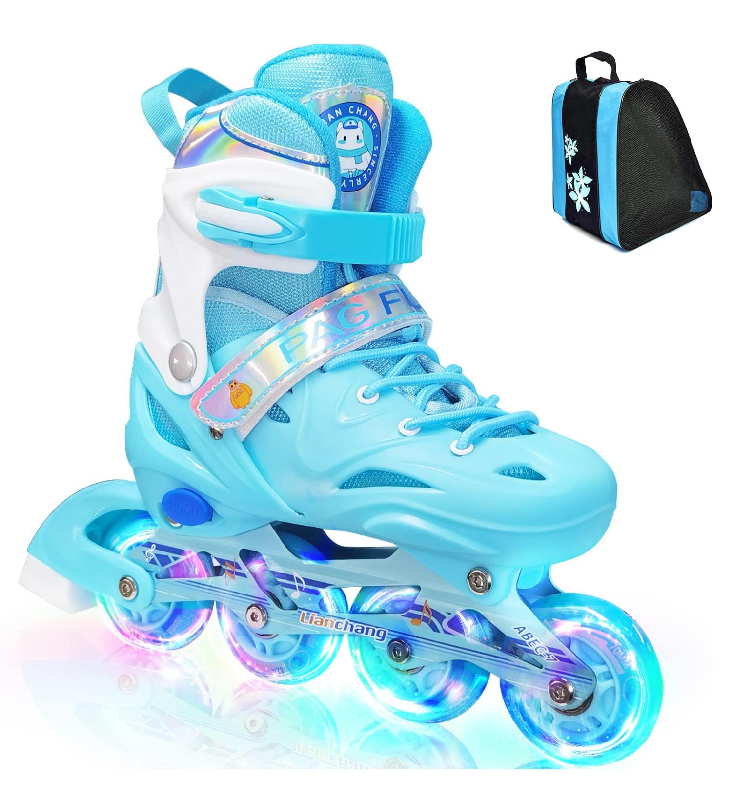 Adjustable Inline Skates for Boys Girls  Roller Single Flash Blades Skates for Kids Women Men Size Beginners Outdoor and Indoor Blue new Medium - Buy Online on SooperMarket.com