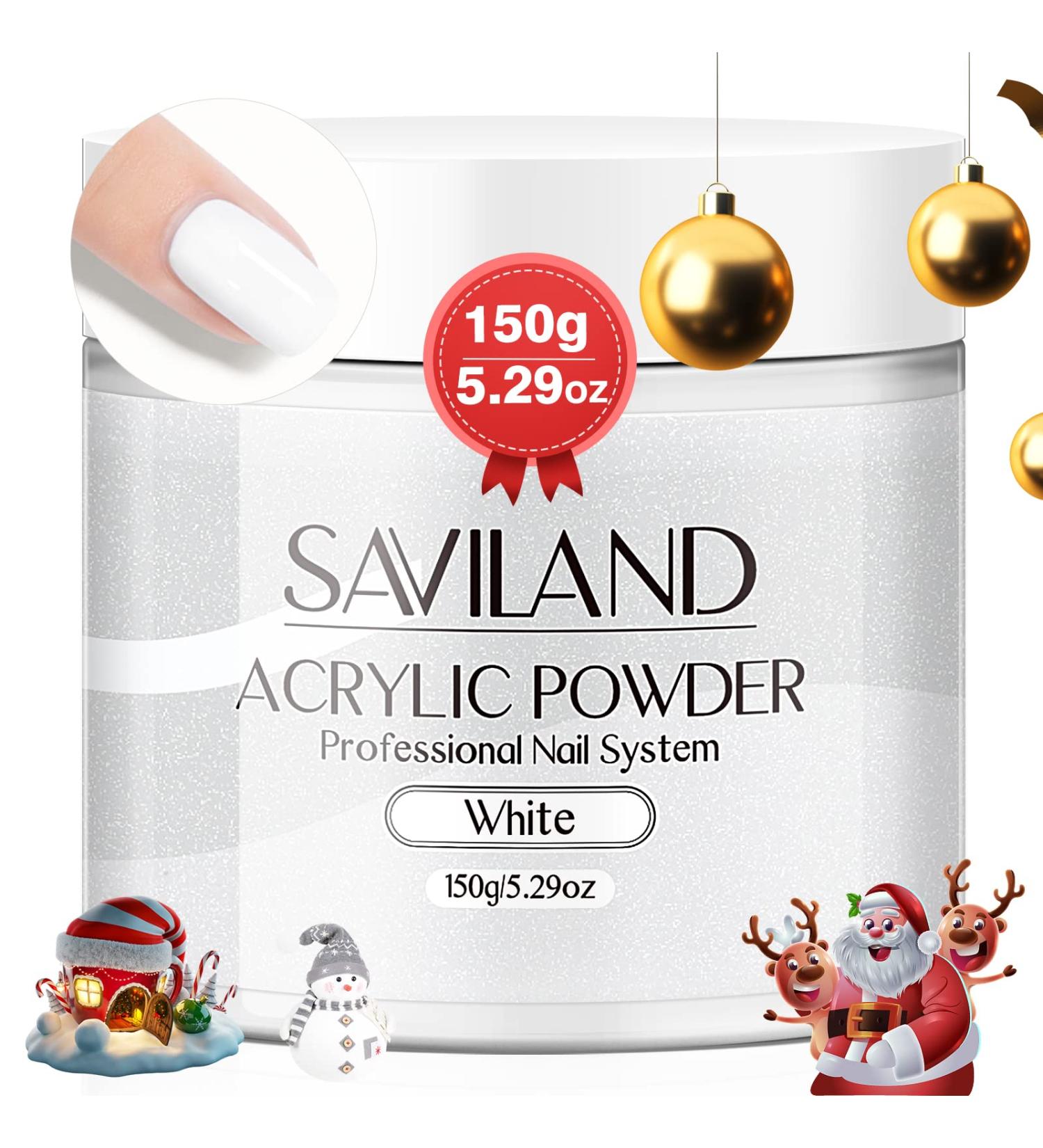 Saviland White Acrylic Powder - 150g/5.29OZ | Professional Nail Art | Large Capacity for Acrylic Nails | 3D Flowers & Nail Extension - Buy Online on SooperMarket.com