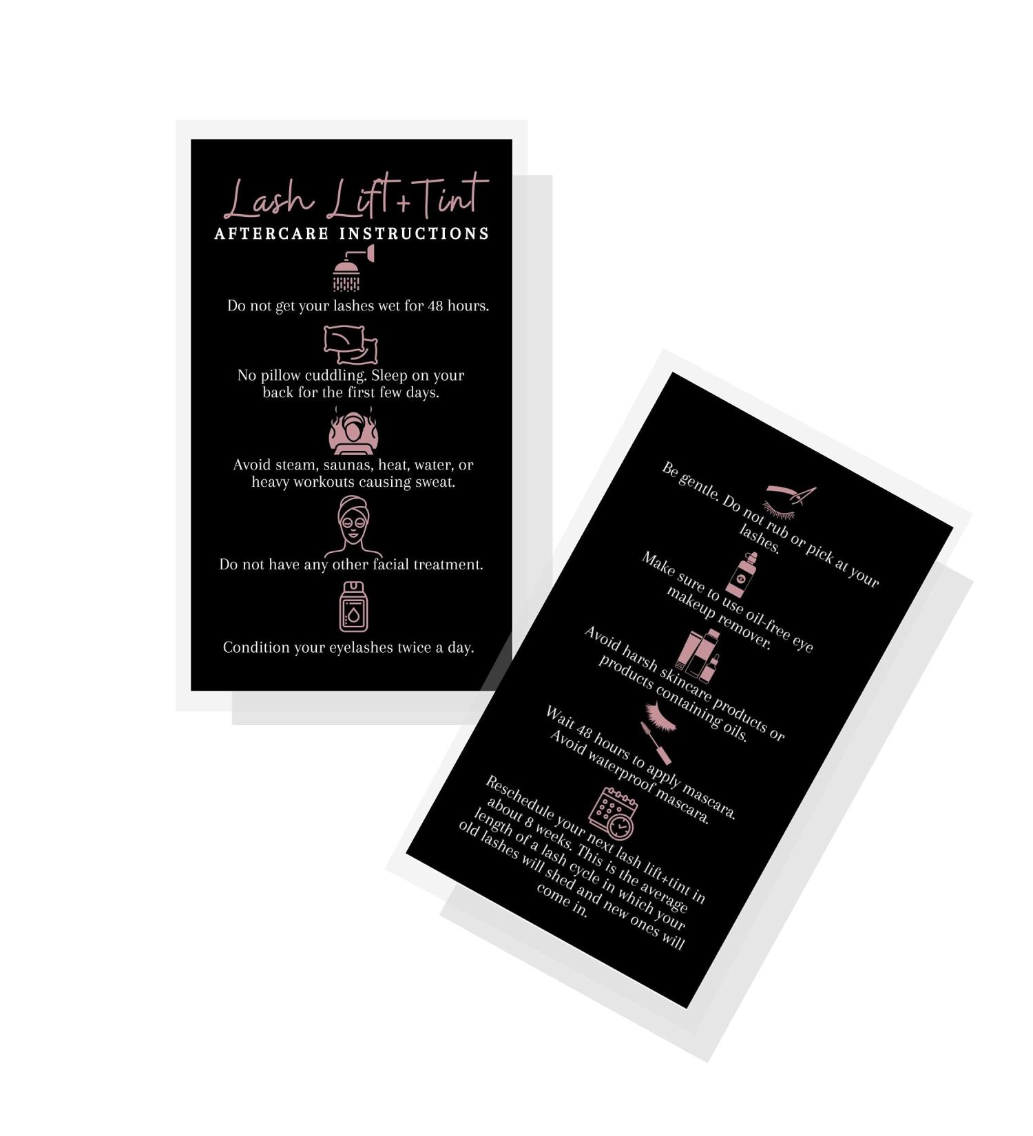 Lash Lift + Tint Aftercare Instruction Cards | 50 Pack | Boutique Marketing LLC | Eyelash Aftercare Kit - Buy Online on SooperMarket.com