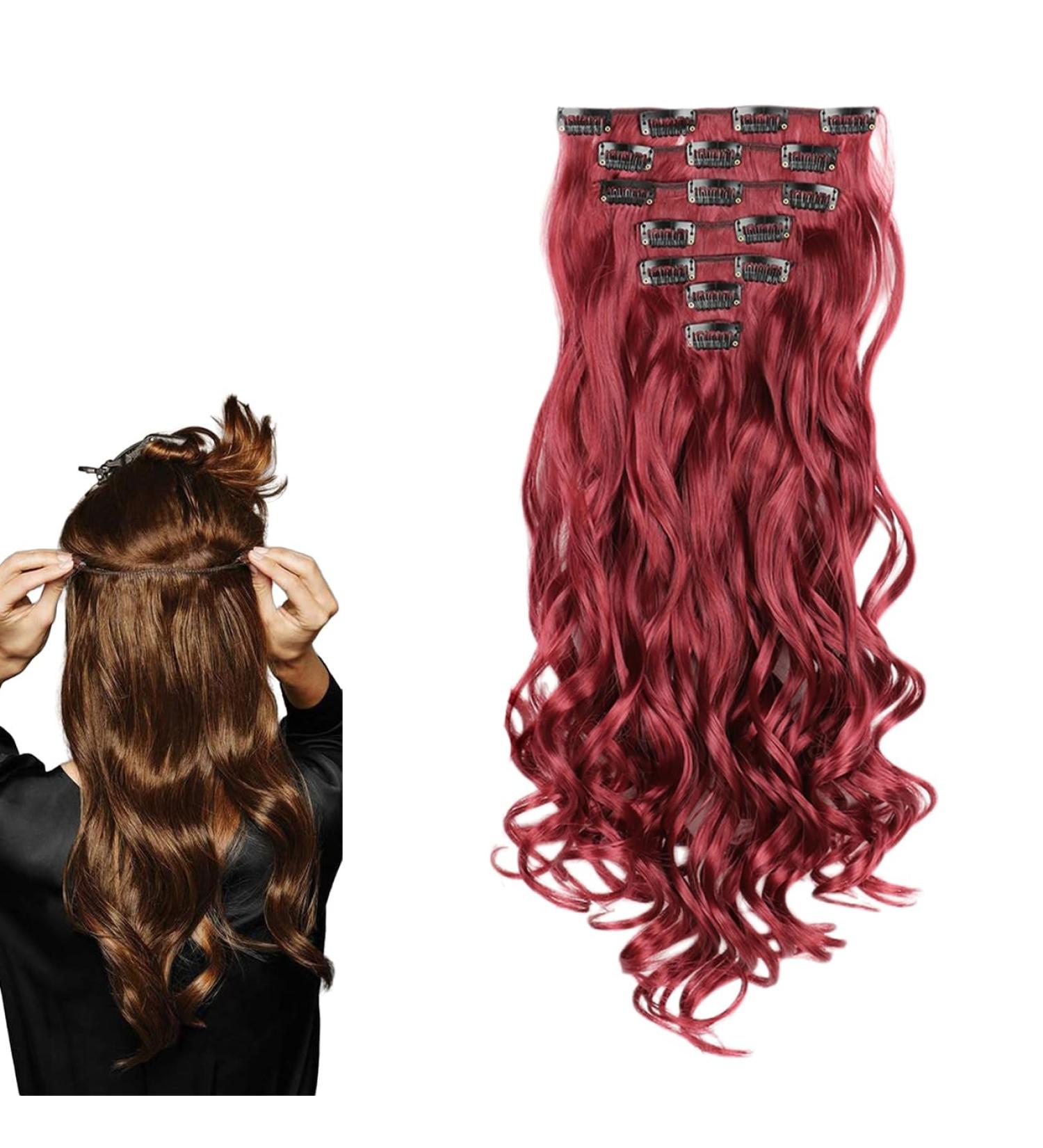 prinfantasy Clip In Extensions Hair Extension Hairpiece Voluminous Wavy Intense Red Hair Extensions MW101 GBMW101 22 inch - Buy Online on SooperMarket.com
