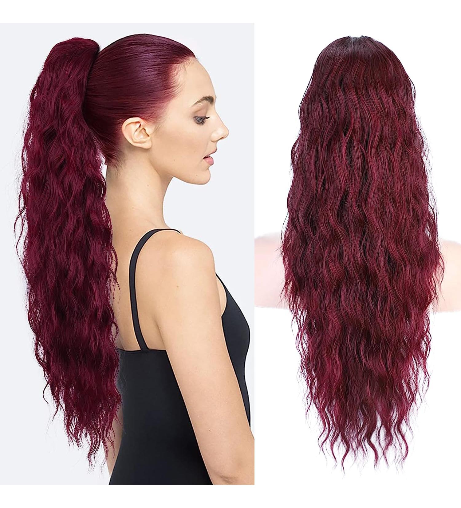 PORSMEER 28 Wine Red Beach Wave Ponytail Extension for Women - Buy Online on SooperMarket.com