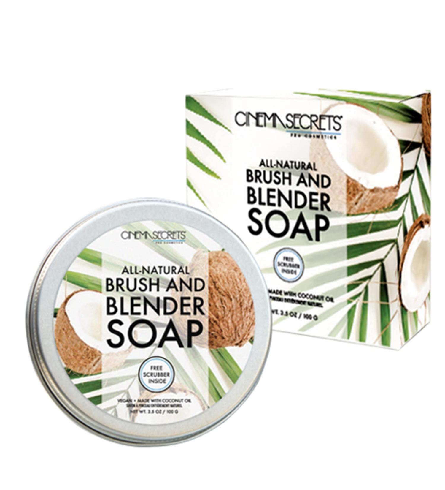 CINEMA SECRETS All Natural Vegan Brush & Blender Sponge Soap with Coconut Oil | Includes Scrubber - Buy Online on SooperMarket.com