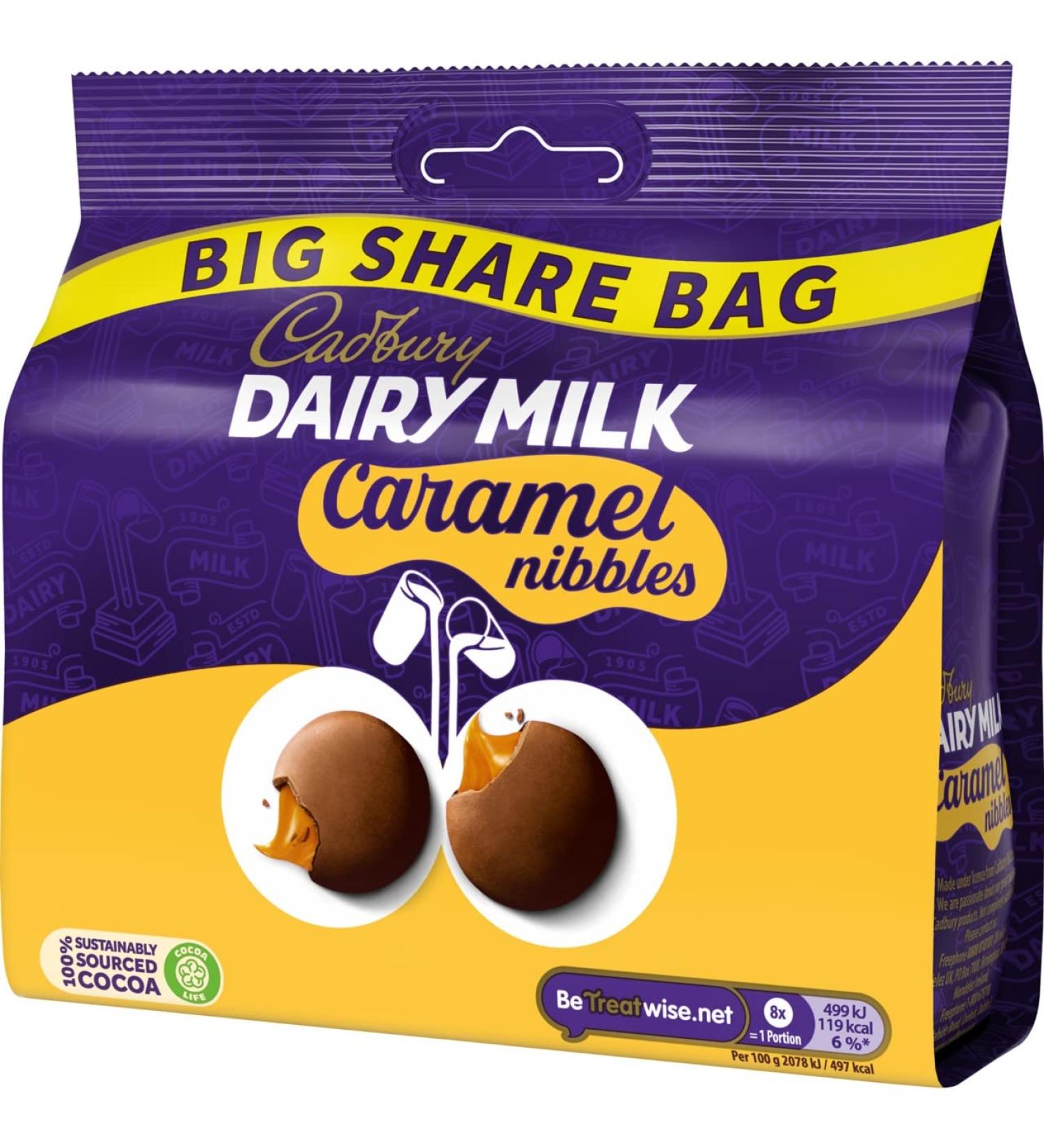 Cadbury Dairy Milk Caramel Nibbles Chocolate Bag 186 g (Bulk Box of 10) - Buy Online on SooperMarket.com