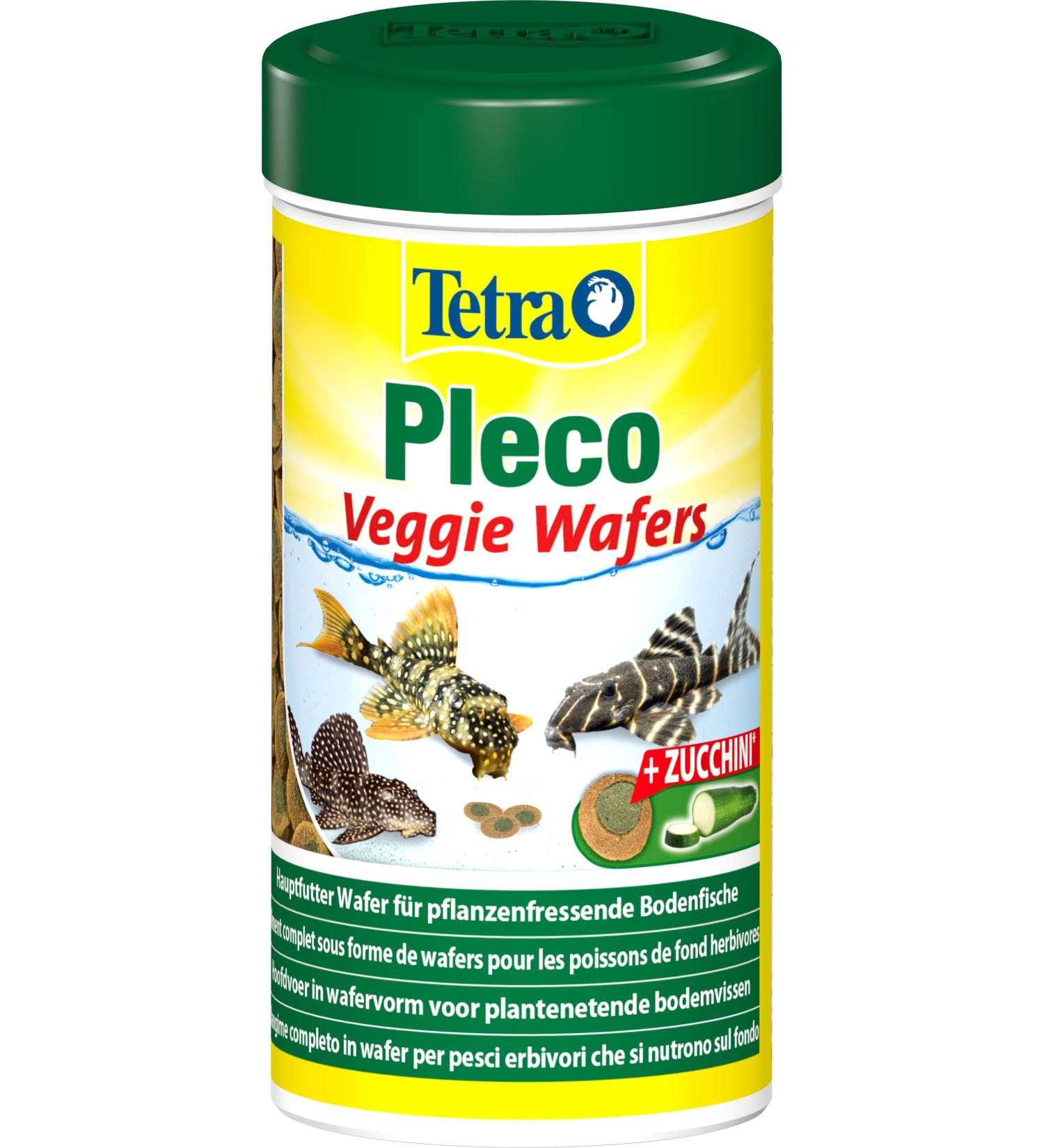 Tetra Pleco Veggie Wafers - Mineral-Rich Fish Feed for Herbivorous Soil Fish - 250 ml Can (105 g) - Improves Vitality - Buy Online on SooperMarket.com