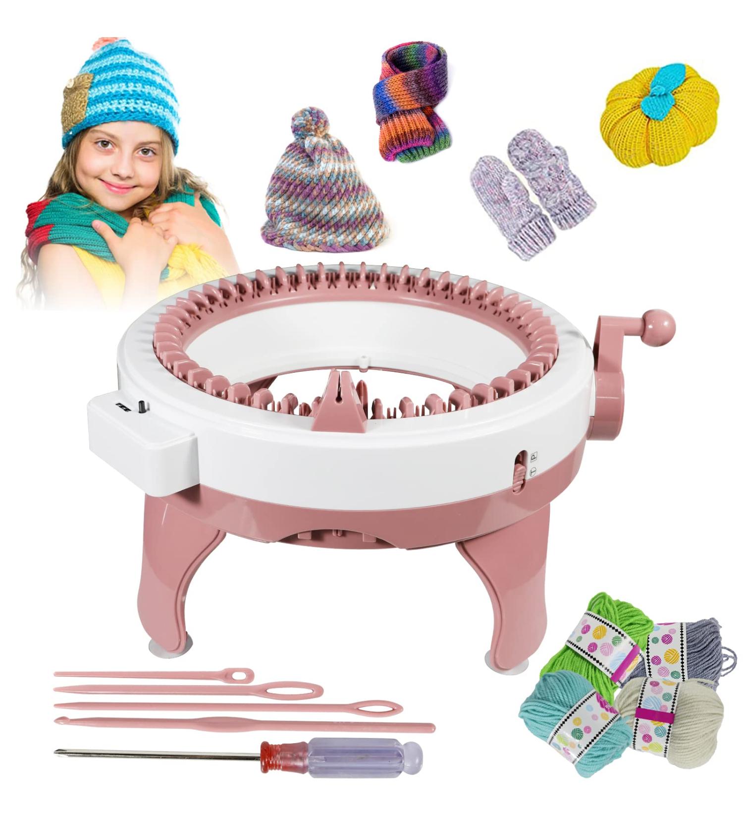 48-Needle Knitting Machine with Row Counter for Adults/Kids - DIY Scarf, Hat, Sock - Rotating Double Knits - Smart Weaving Loom - Buy Online on SooperMarket.com