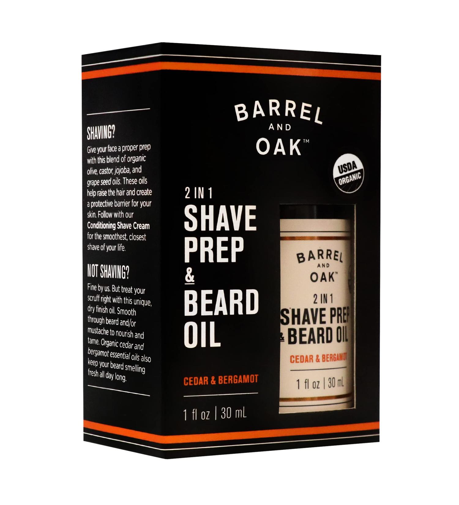 Barrel and Oak Organic Pre-Shave & Beard Oil | 2-in-1 Essential Oil for Men | Vegan Cedar & Bergamot | Nourishing Facial Hair Care - Buy Online on SooperMarket.com