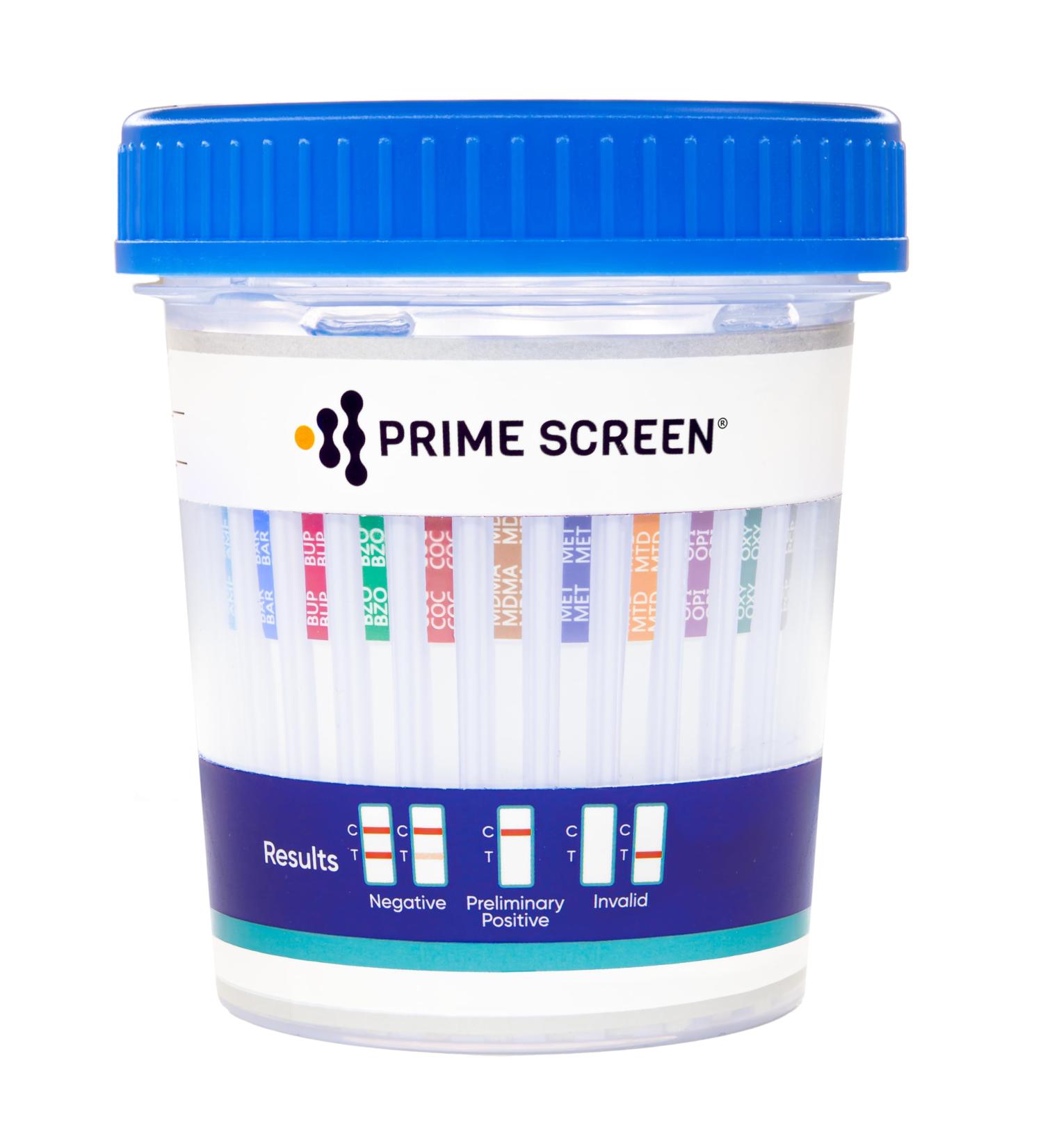 Prime Screen - 14 Panel Instant Drug Test Cup Testing 14 Drugs (BUP THC OPI 2000 AMP BAR BZO COC MET MDMA MTD OXY PCP PPX TCA) TDOA-1144A3 (1 Tests) - Buy Online on SooperMarket.com