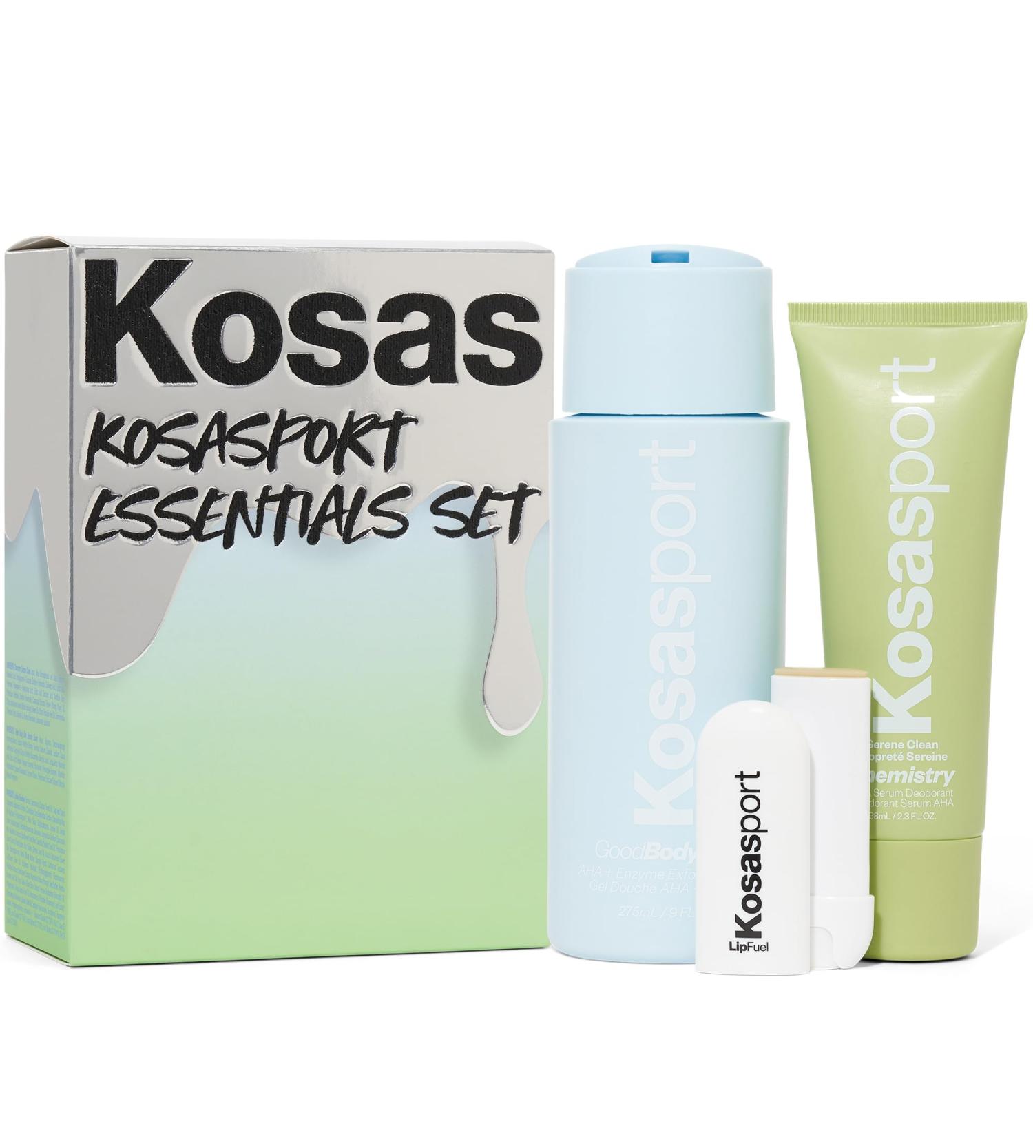 Kosasport Essentials Set | Active Skincare Trio: Deodorant with Shikimic & AHA Body Wash | Hydrating Lip Balm with Hyaluronic Acid - Buy Online on SooperMarket.com