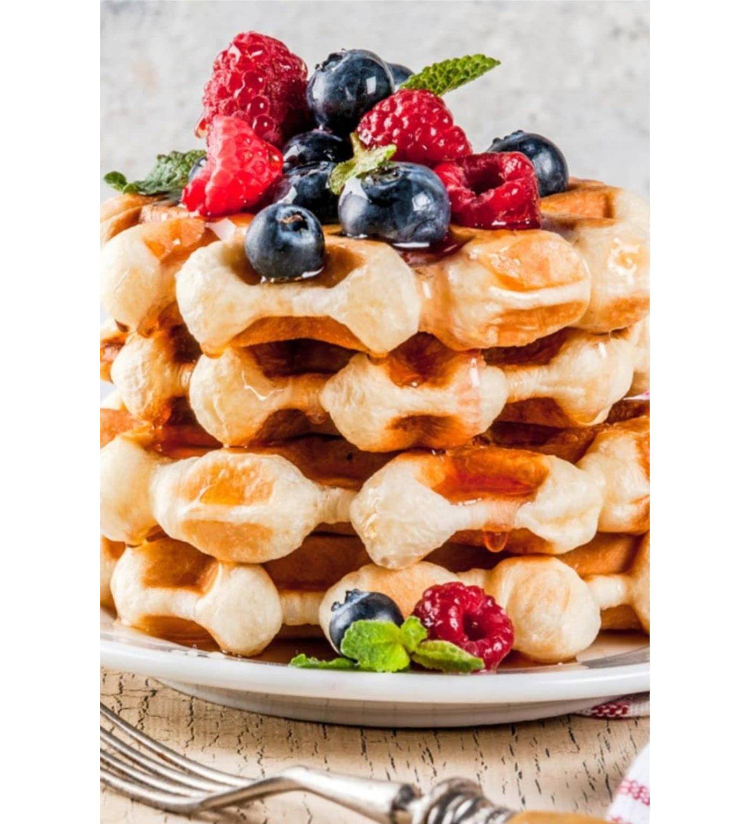 Vegan Belgian Waffle 20x90g ready to add your choice of topping. Ready to eat. Resturant Quality - Buy Online on SooperMarket.com