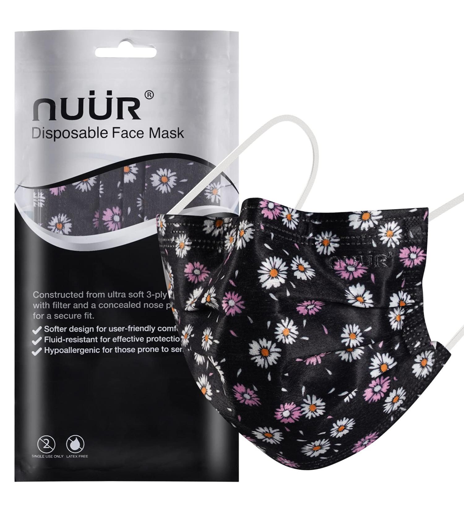 NU R 10pcs Floral 3 Ply Disposable Face Mask with Filter Layer & Elastic Earloop - FLORAL-017 | Retail Sealed Bags - Buy Online on SooperMarket.com