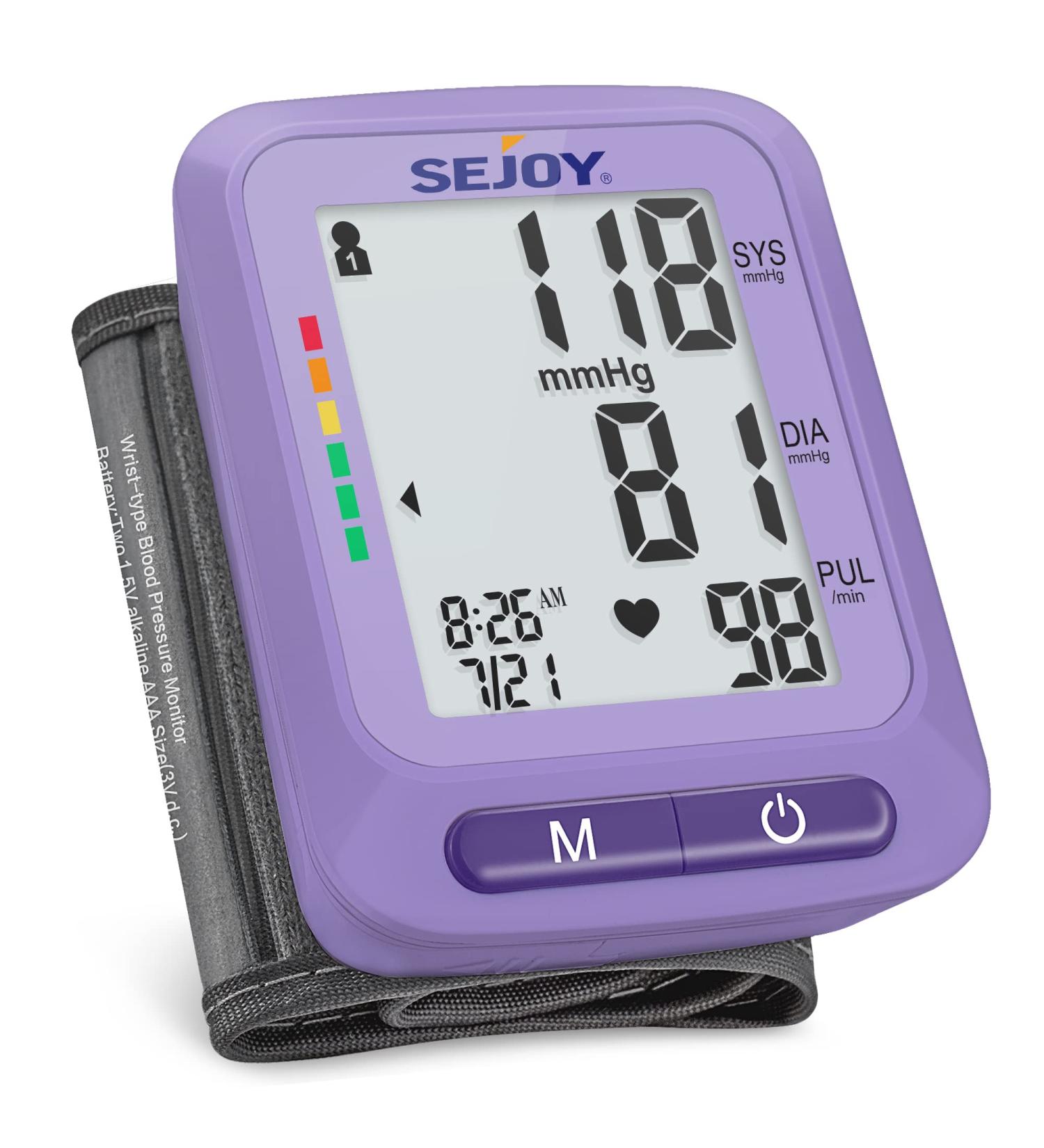 Digital Wrist Blood Pressure Monitor with Large LCD Display and Irregular Heartbeat Detector - 2 Users Memory - Home Use BP Machine (Purple) - Buy Online on SooperMarket.com