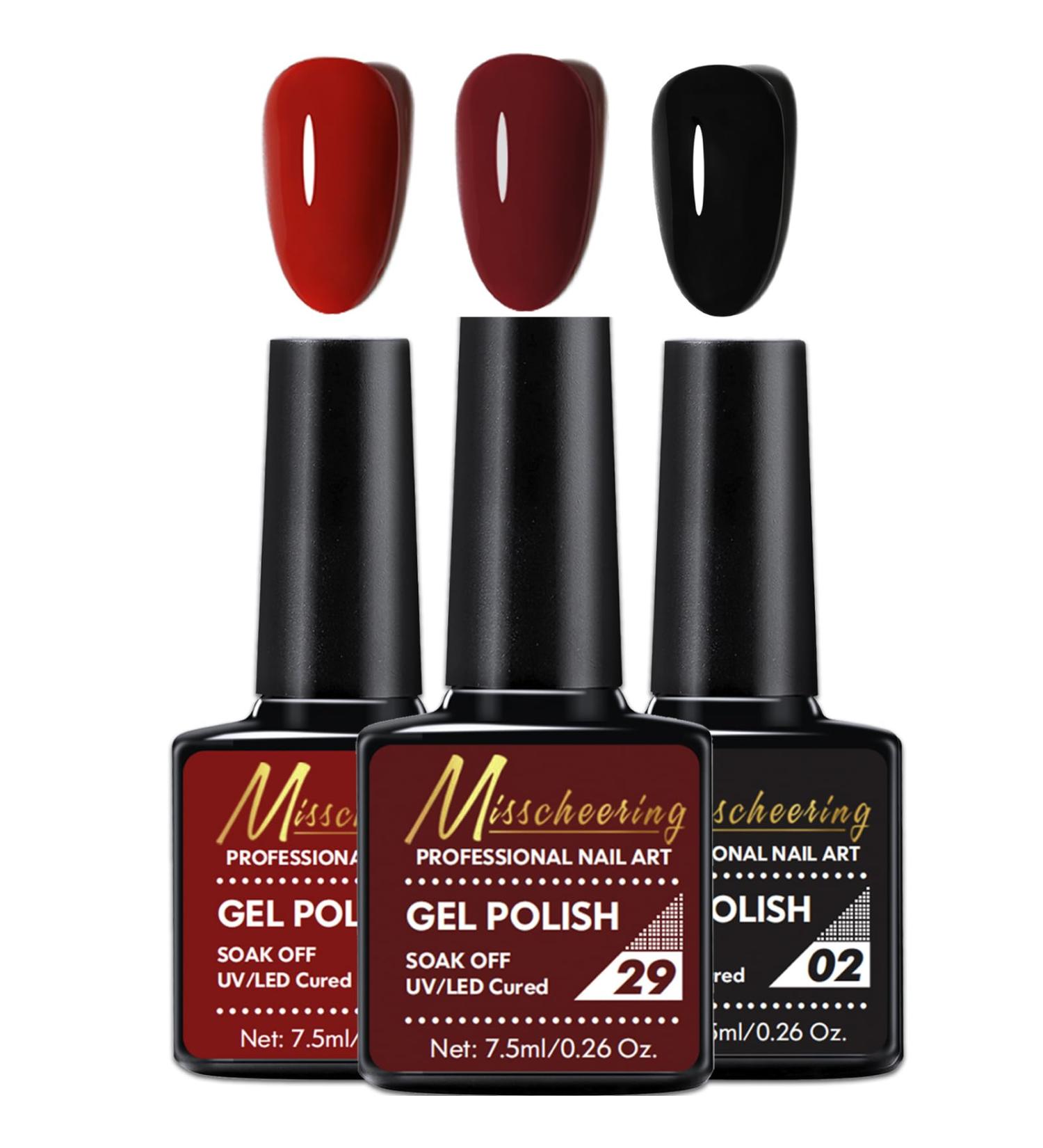 Red Gel Nail Polish Set Burgundy Dark Red Black Nail Varnish Sets Rose Red Autumn UV/LED Nail Lamp Soak off Nail Art Manicure Gel Nail Polish Kit for Salon DIY at Home - Buy Online on SooperMarket.com
