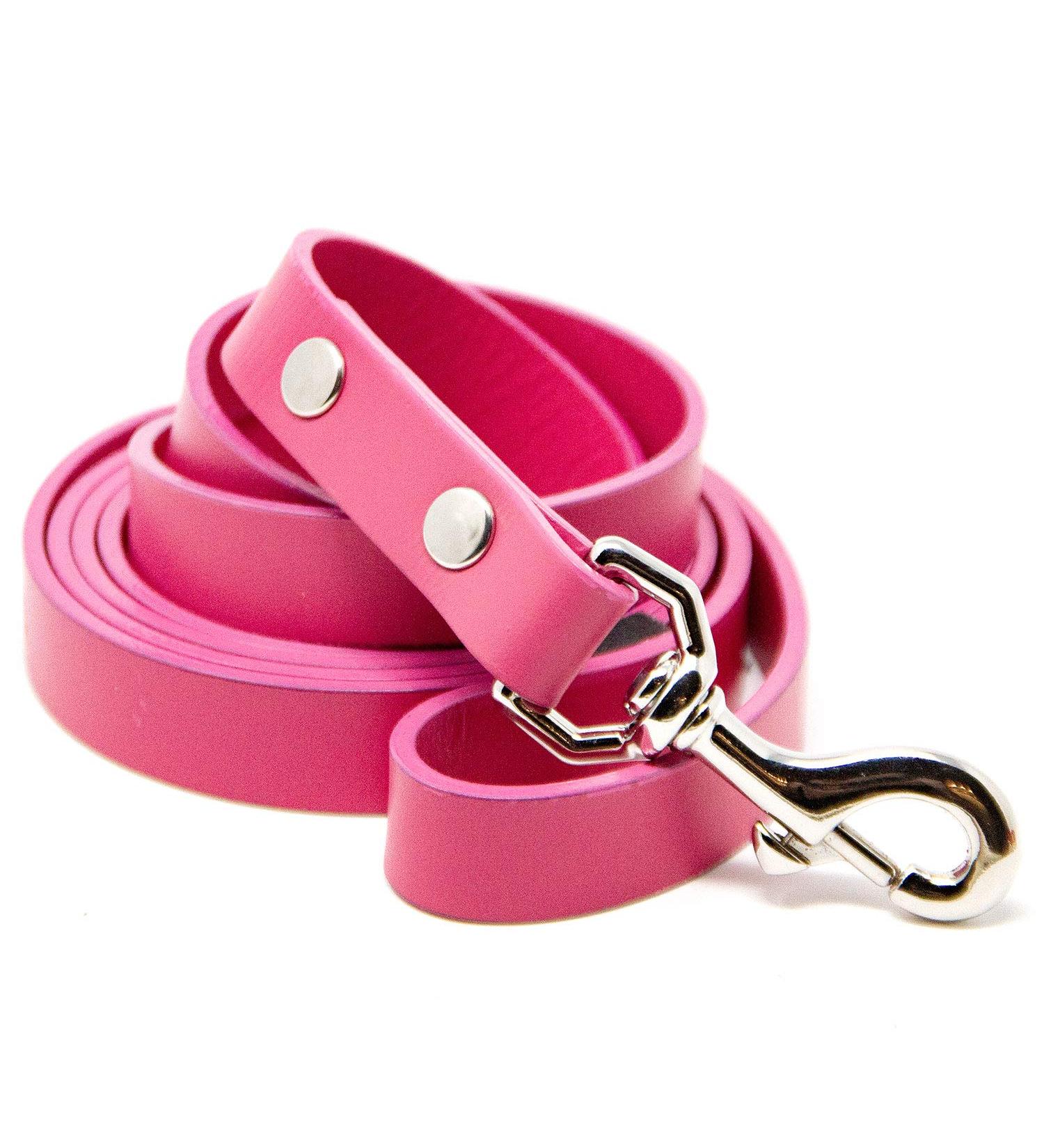 Logical Leather 6ft Heavy Duty Full Grain Leather Dog Leash - Pink - Buy Online on SooperMarket.com