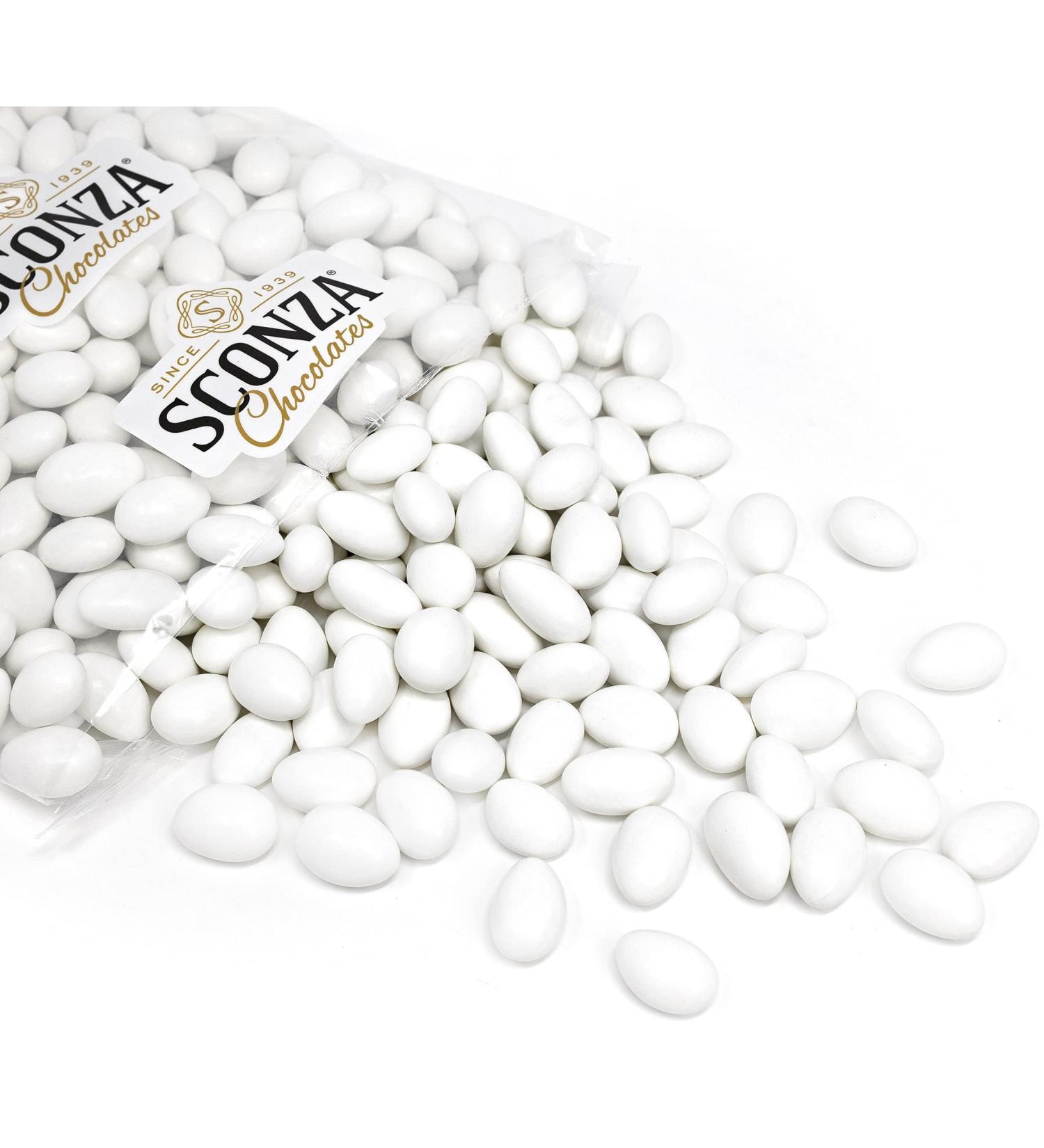 White Jordan Almonds Candy Bulk - 5LB by Sconza - Wedding Favors - Sweet Candy Coated Almonds - Buy Online on SooperMarket.com