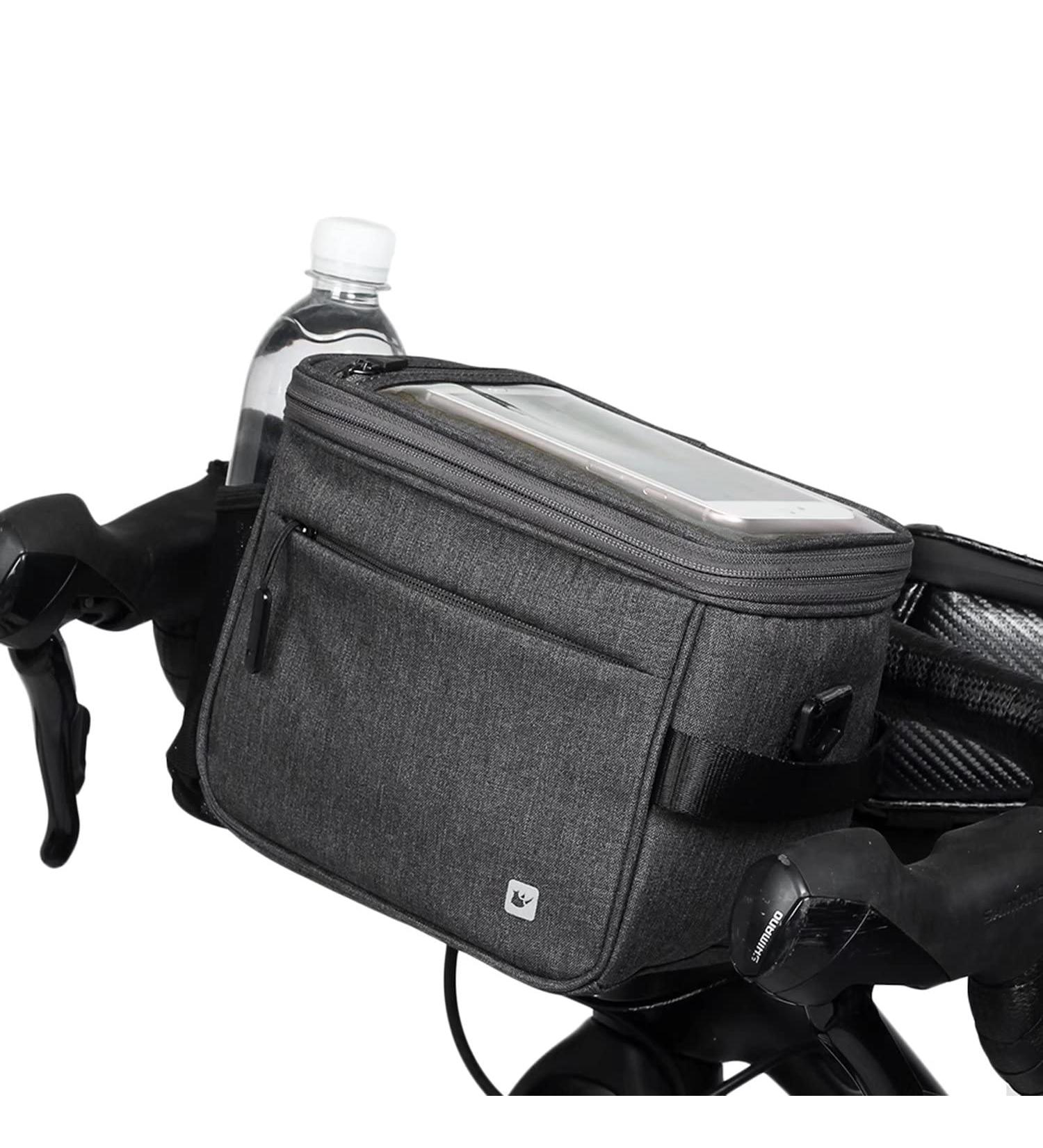 Rhinowalk Waterproof Bike Handlebar Bag - Grey | Front Bicycle Pack with Touch Screen Phone Holder and Shoulder Strap - Buy Online on SooperMarket.com