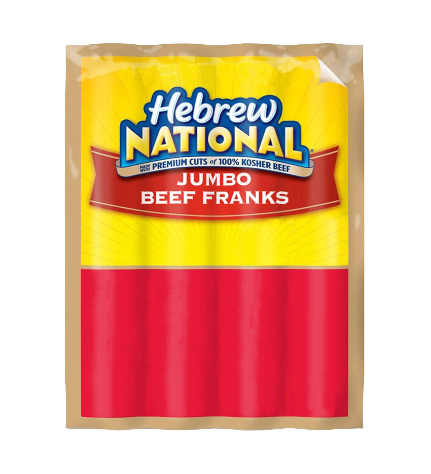 Hebrew National Jumbo Beef Franks 12 oz 4 ct - Premium Kosher Hot Dogs - Buy Online on SooperMarket.com