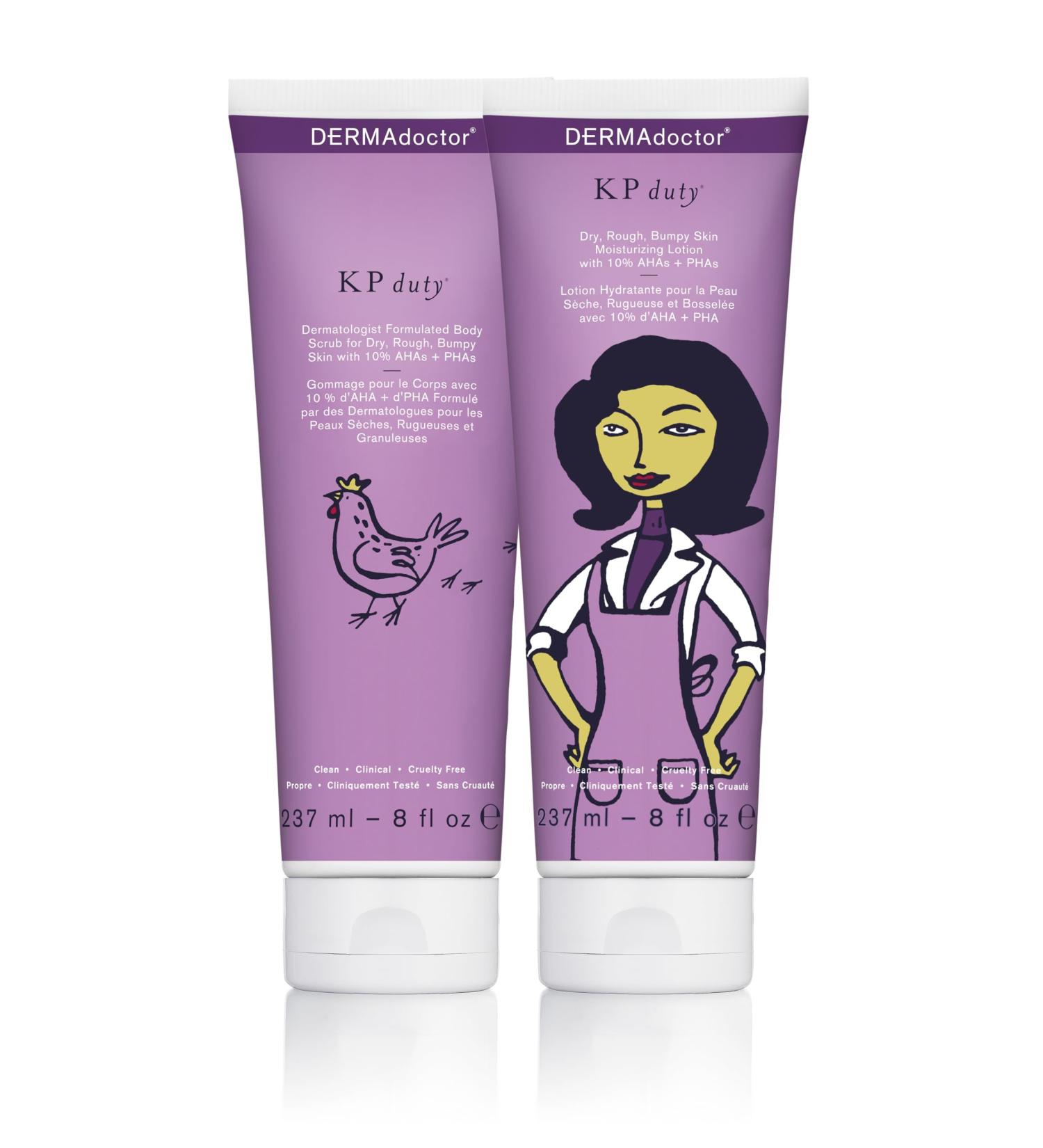 DERMAdoctor KP Bump Eraser Body Scrub & Lotion Kit | Exfoliating Keratosis Pilaris Treatment with 10% AHAs + PHAs | 8oz Each - Smooth Dry Skin Naturally - Buy Online on SooperMarket.com