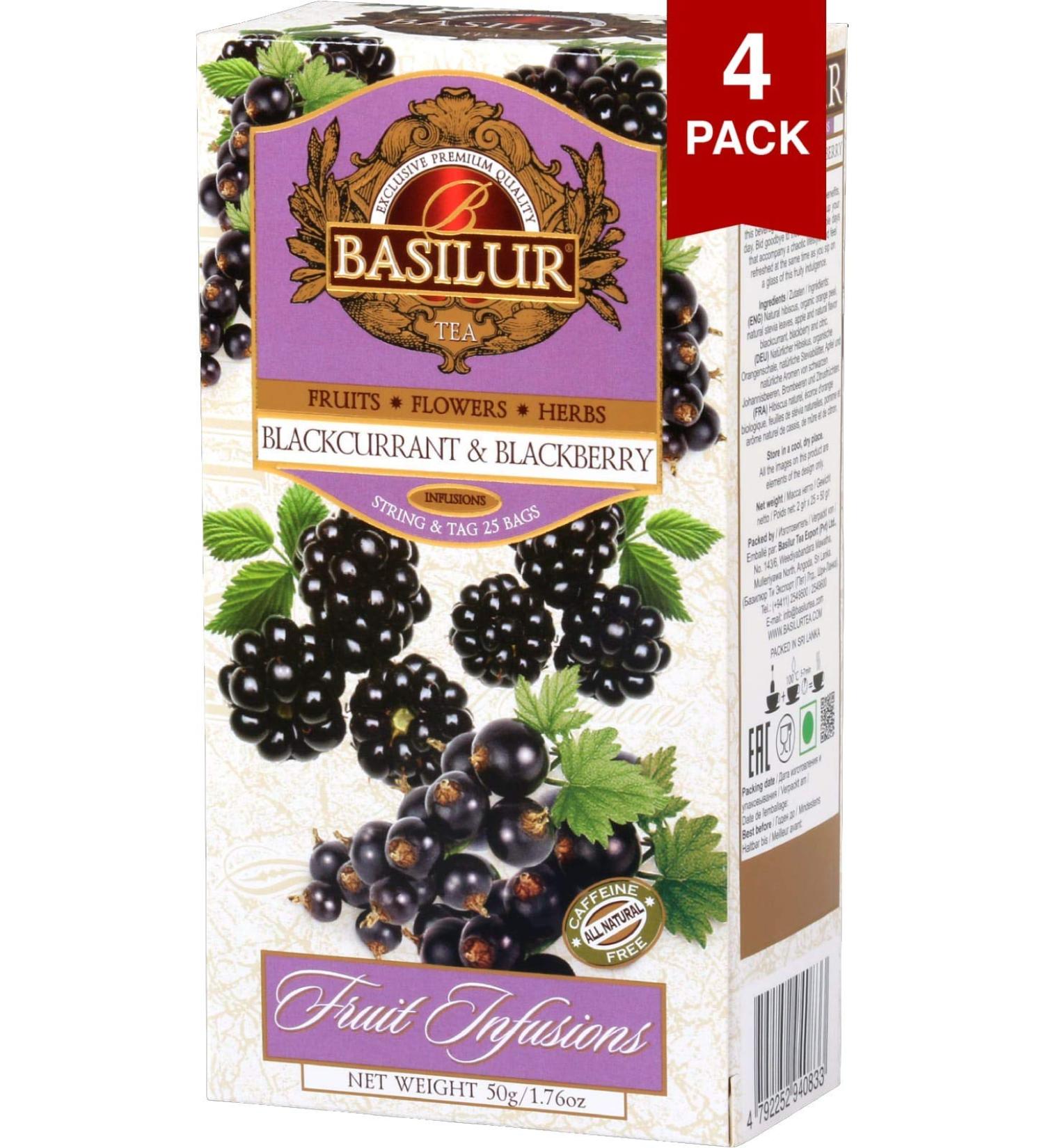 Fruit Infusion - Blackcurrant & BlackBerry Tea x (4) - 25 Bags Per Box - Traditional Herbal Tea