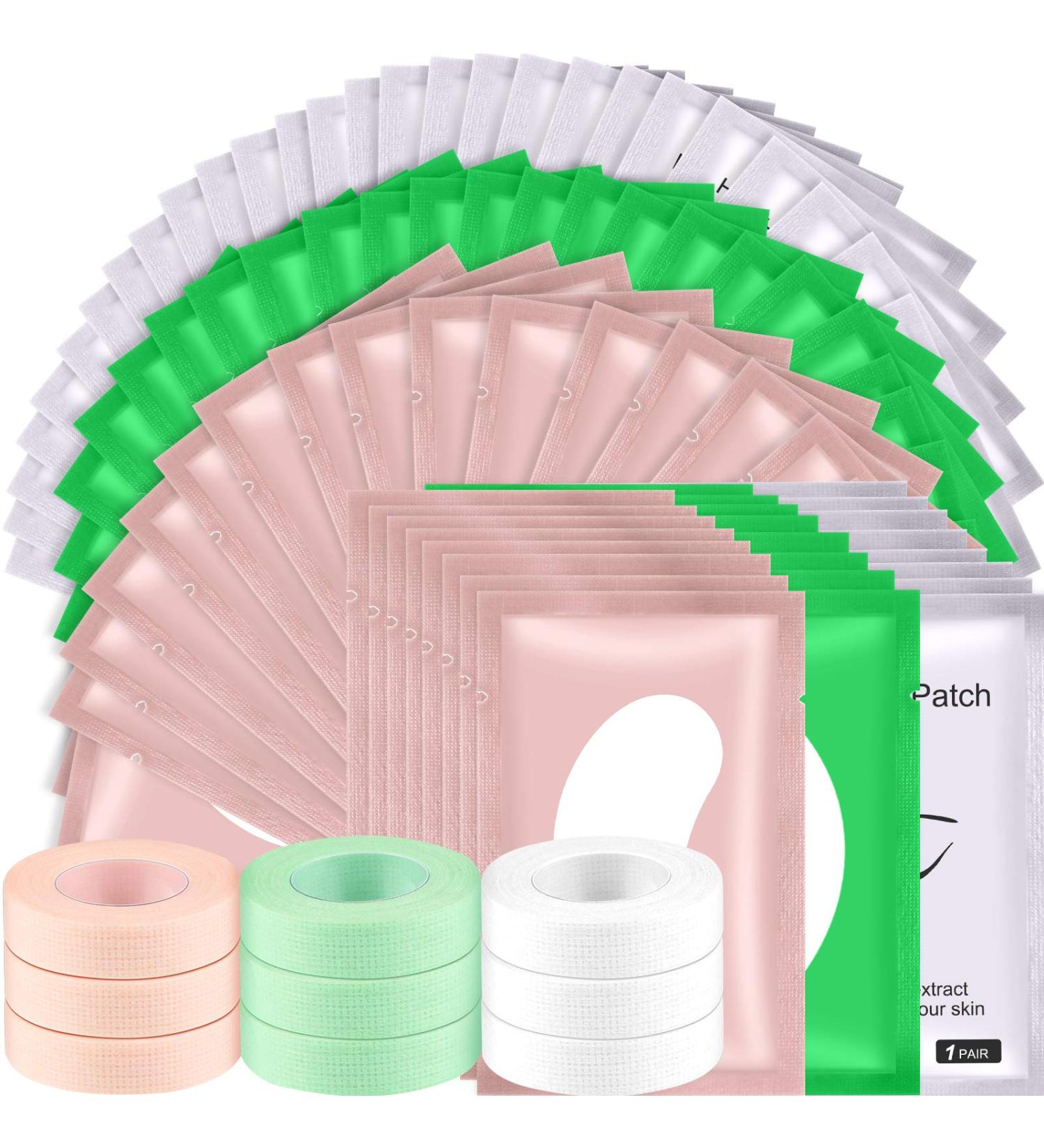 9 Rolls Eyelash Extension Tape with 60 Pairs of Under Eye Gel Pads - Breathable Fabric Lash Tape for Eyelash Extensions - Beauty Tool Set - Buy Online on SooperMarket.com