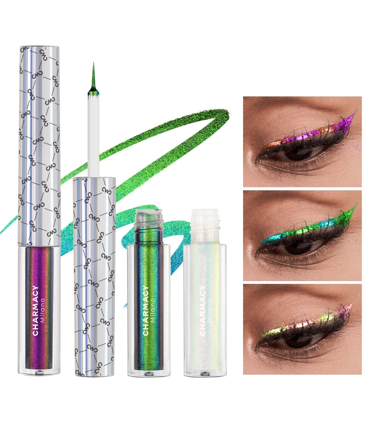 CHARMACY Chameleon Liquid Glitter Eyeliner Set - Metallic, Waterproof, Smudge-proof - Ultra-Fine Tip - Longwearing, Highly Pigmented - MultiColor Shifting Eyeliner Trio - Buy Online on SooperMarket.com