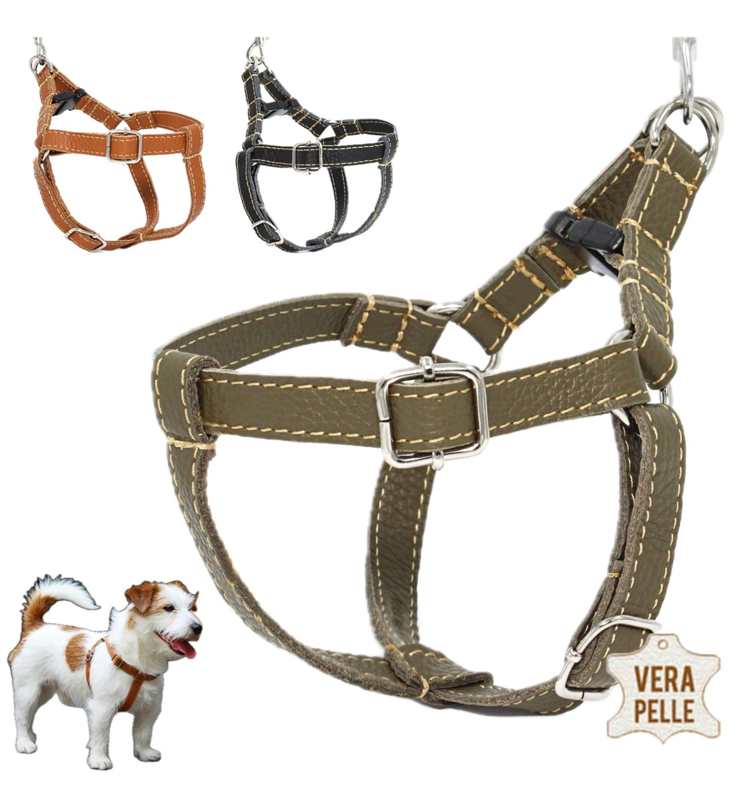 Dogissimi Leather Dog Harness for Small & Medium Dogs - Adjustable Ergonomic Handmade in Italy (S 33-44 cm) - Buy Online on SooperMarket.com