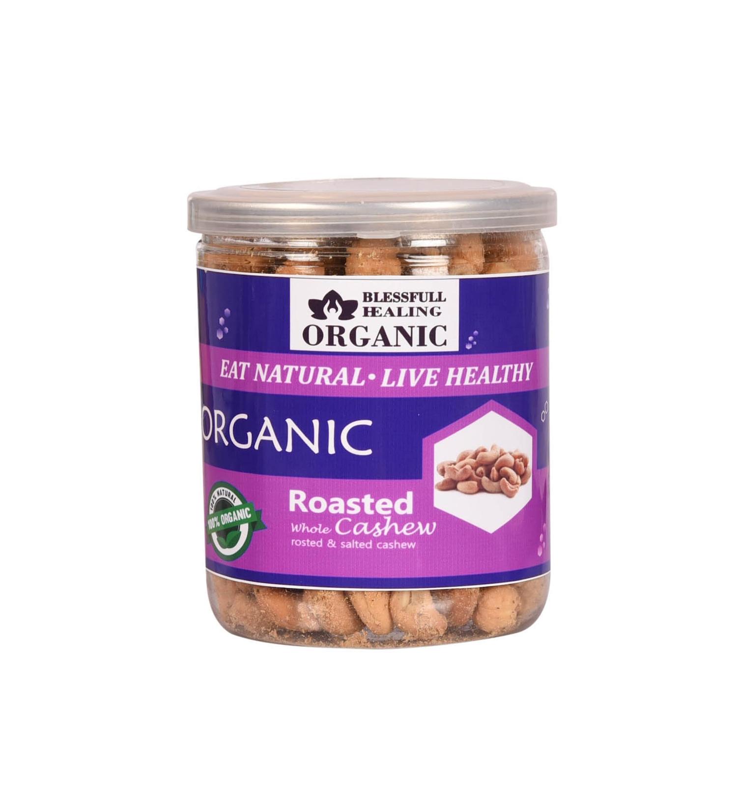 Blessfull Healing Organic Natural Vegan Roastad & Salted Roasted Whole Cashew Nuts Crunchy Kaju 300 Gram - Buy Online on SooperMarket.com