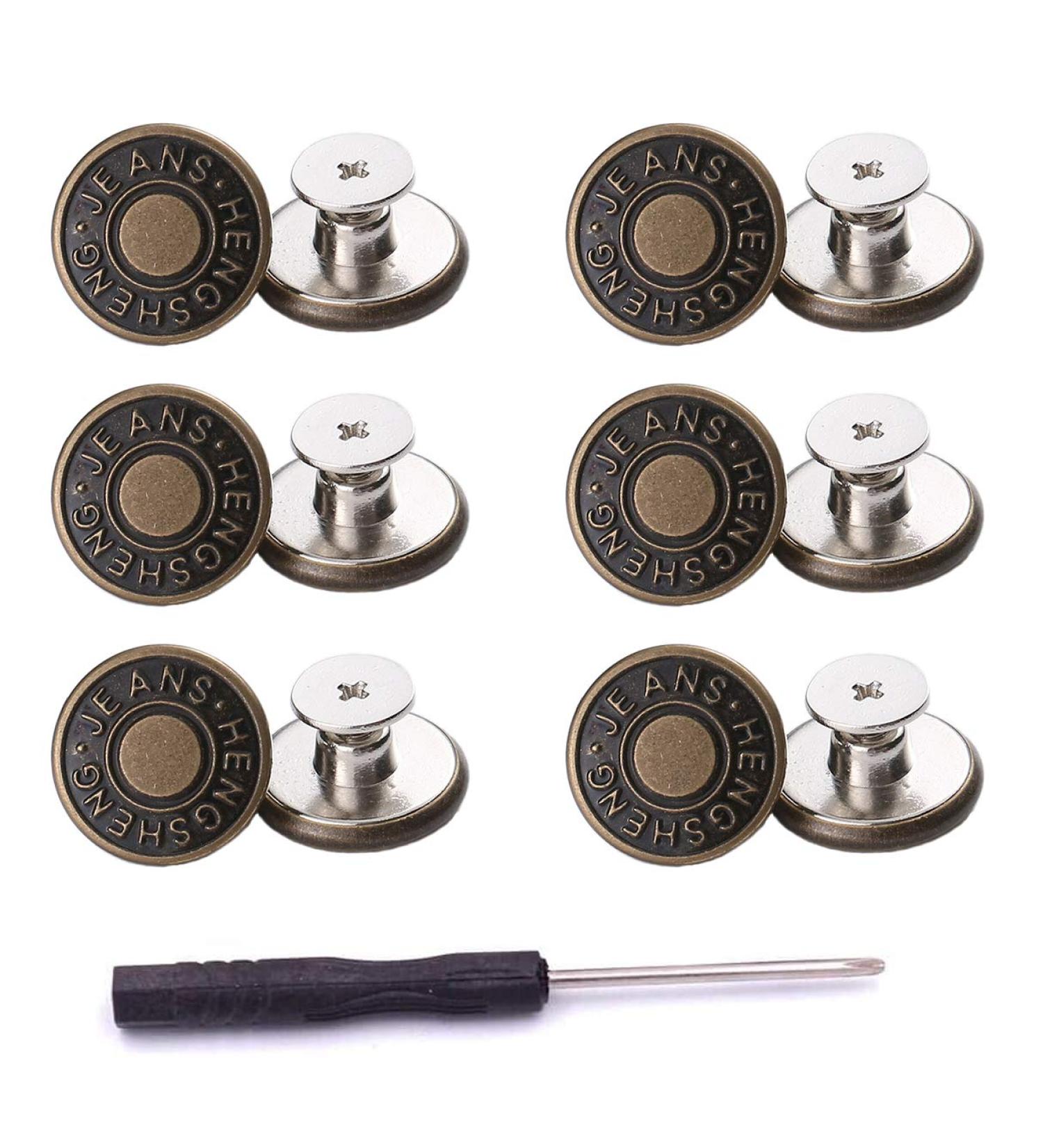 12 Pcs ICEYLI 17mm Metal Jeans Buttons Replacement Kit - No-Sew, Removable, Repair Combo - Buy Online on SooperMarket.com