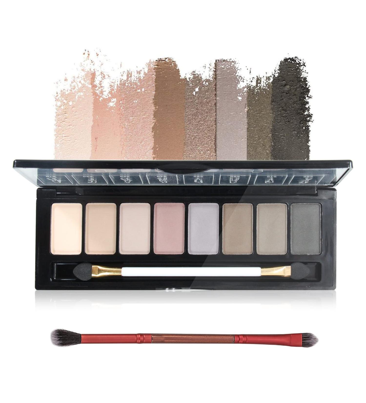 Matte Eyeshadow Palette - 8 Highly Pigmented Colors, Long-Lasting, Professional Nudes, Smoky Eye Shadow Kit with Brush - 0.50 oz (Pack of 2) - Buy Online on SooperMarket.com