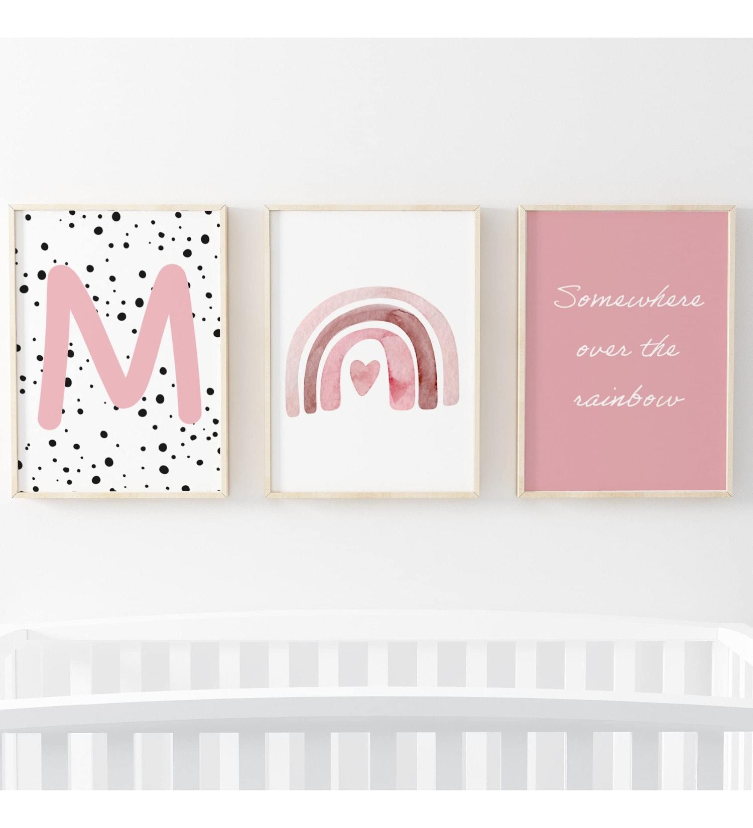 Pompom Prints Set of 3 Girls Bedroom Rainbow Nursery Decor | Scandi Boho Style Playroom Prints | 5x7 Inch M - Buy Online on SooperMarket.com