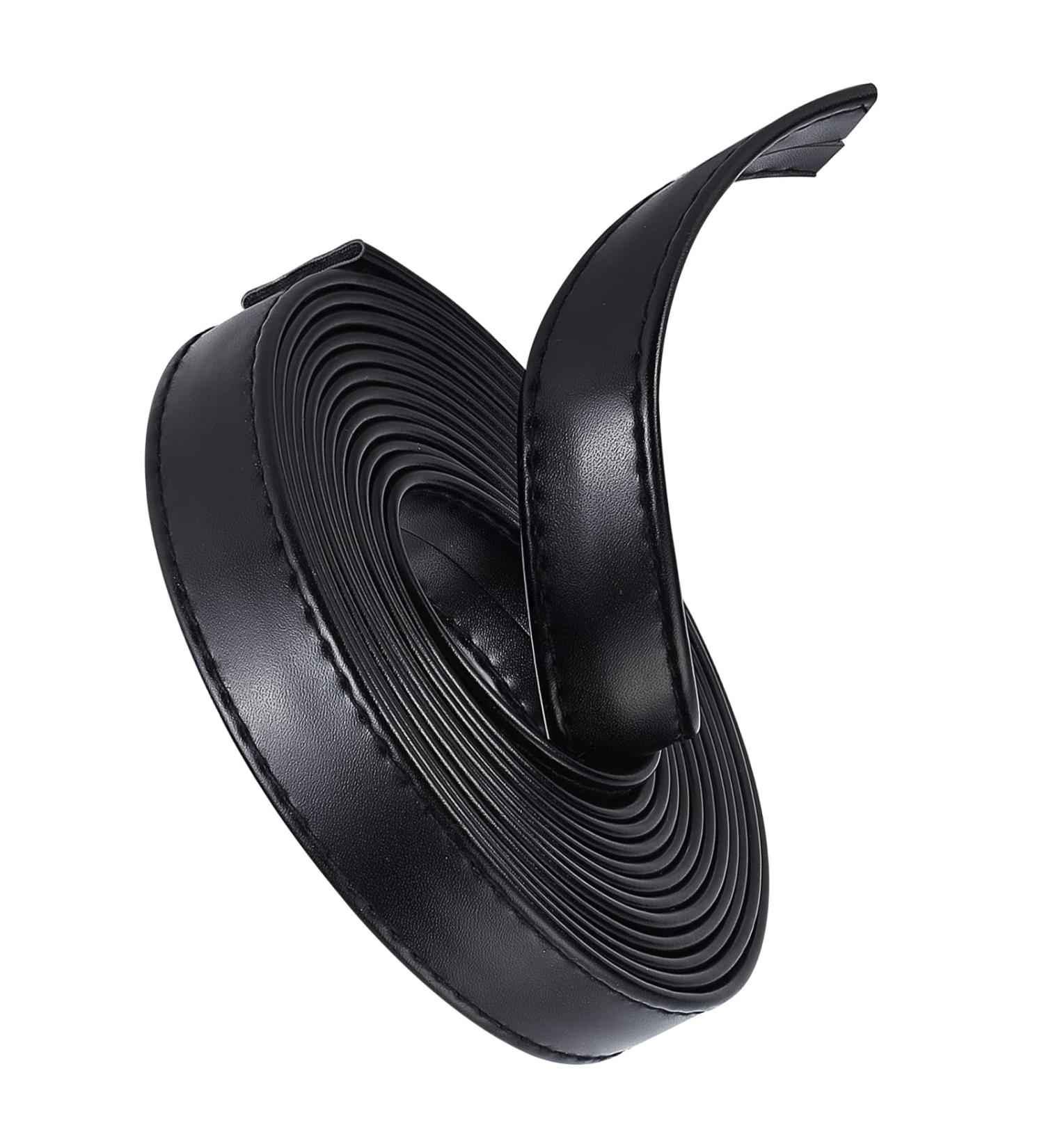GORGECRAFT 118 Double Sided Leather Straps | 0.8 Wide Flat Cord for DIY Bag Straps & Furniture Handles - Black - Buy Online on SooperMarket.com