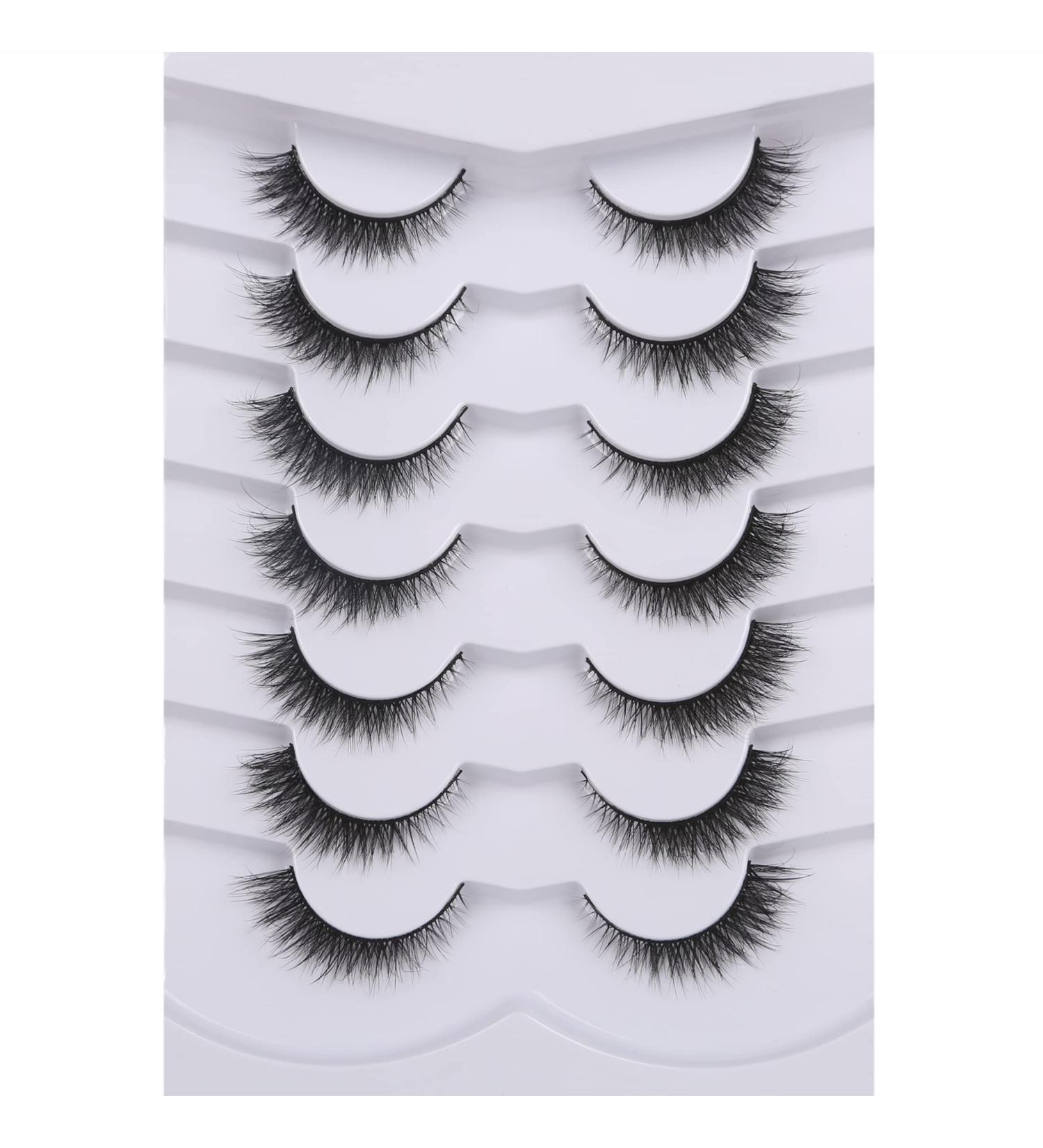 Pooplunch Cat Eye False Eyelashes - 8D Volume Fluffy Wispy Natural Lashes (7 Pairs, 3-12MM) - Buy Online on SooperMarket.com