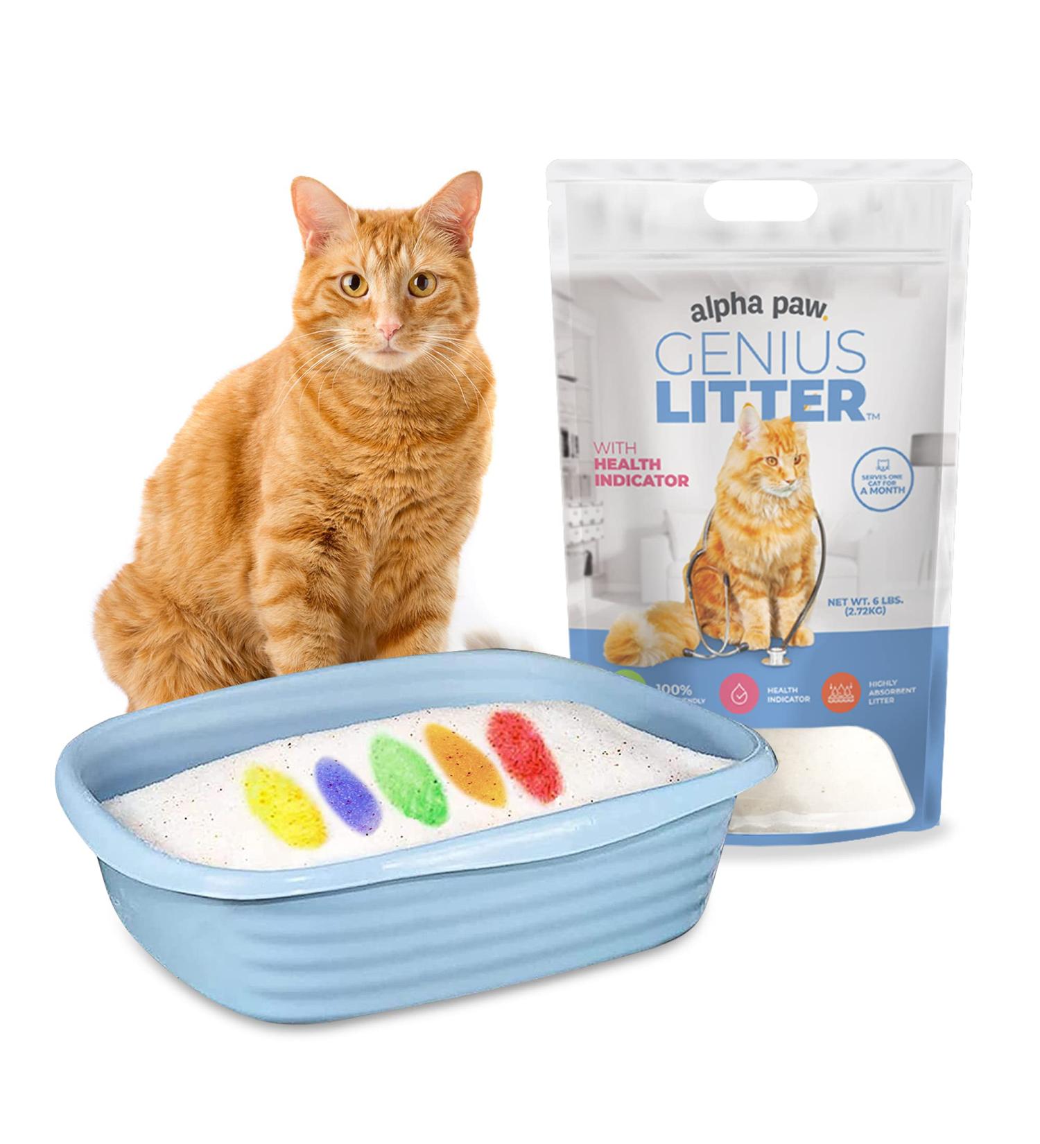 Alpha Paw Genius Cat Litter - 5-Color Health Indicator, Odor Eliminating, Non-Stick Crystals, High Absorption - Unscented, 1 Cat - Buy Online on SooperMarket.com